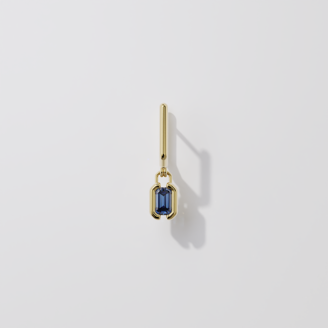 Boucles pendantes - Parenthèse saphir bleu - Or jaune