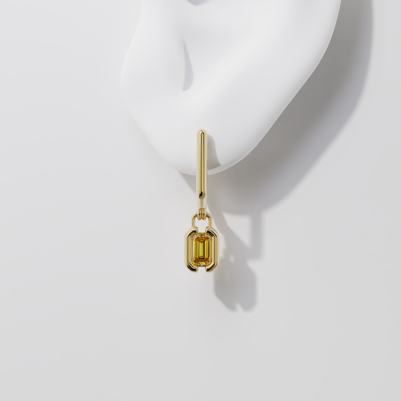 Boucles pendantes - Parenthèse saphir jaune - Or jaune