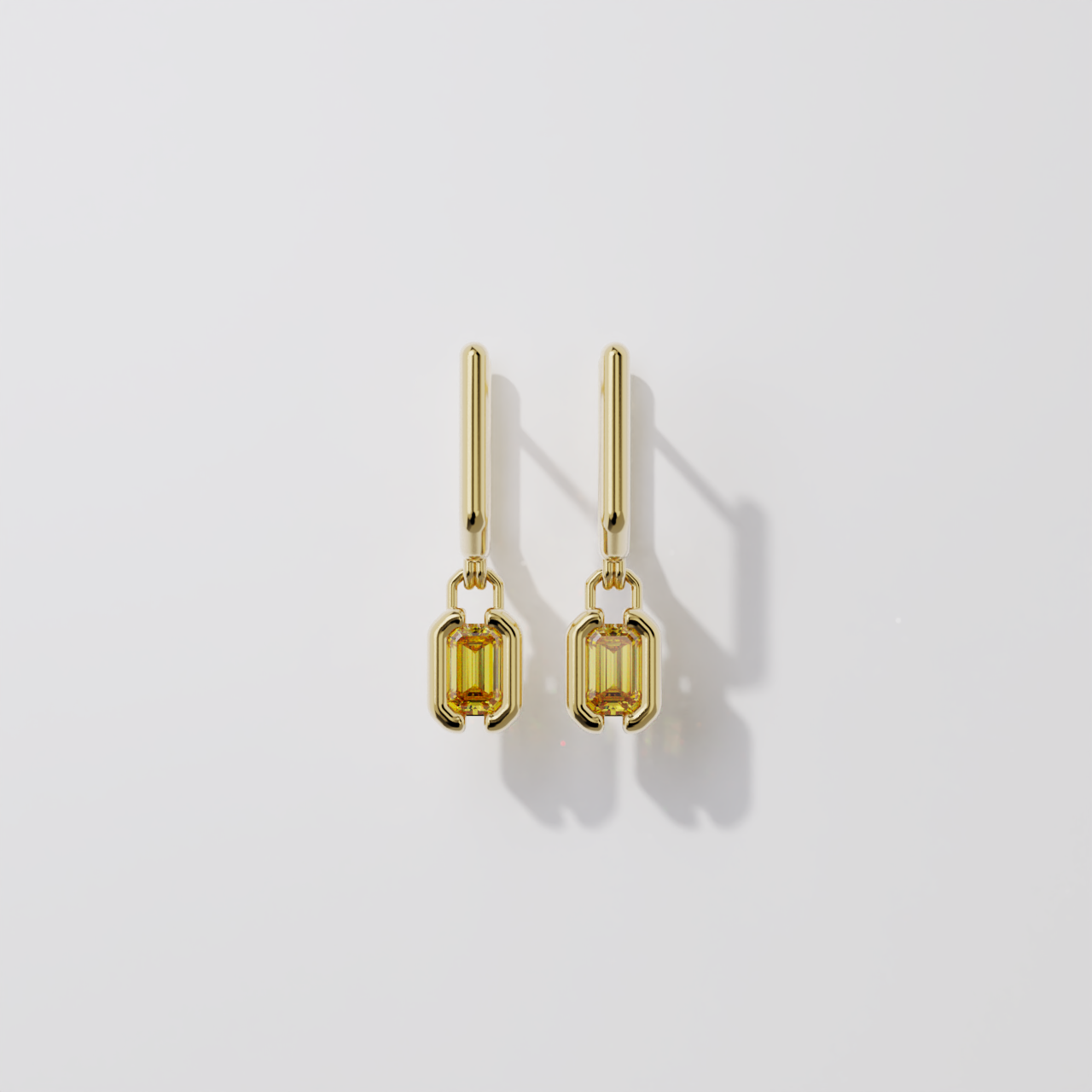 Boucles pendantes - Parenthèse saphir jaune - Or jaune