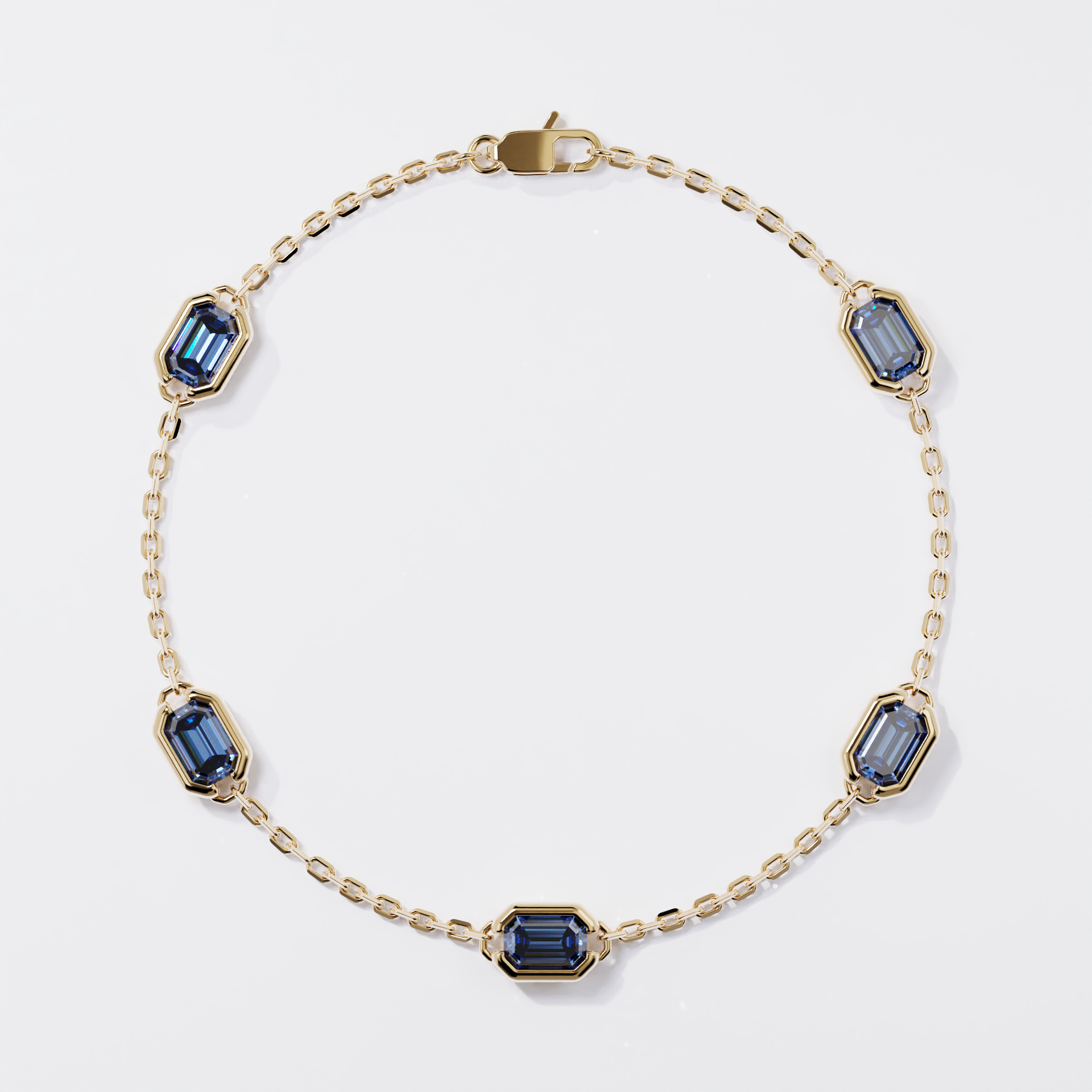 Bracelet - Parenthèse saphirs bleus - Or jaune