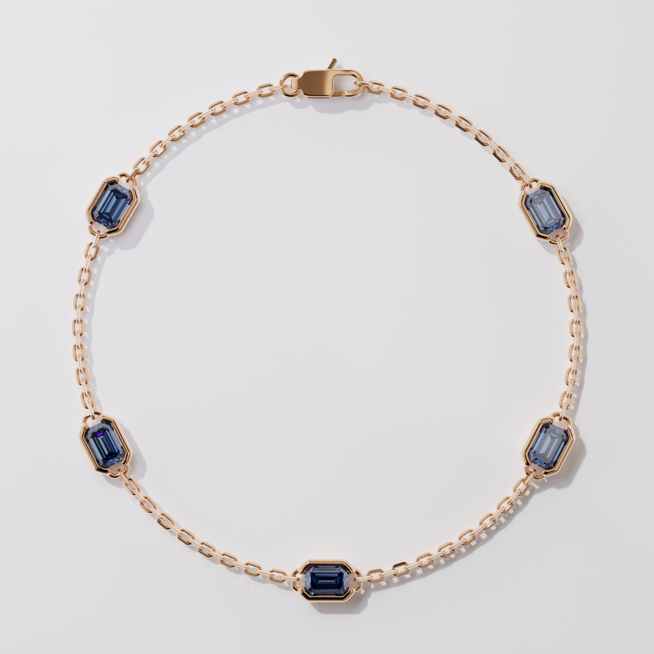Bracelet - Parenthèse saphirs bleus - Or rose