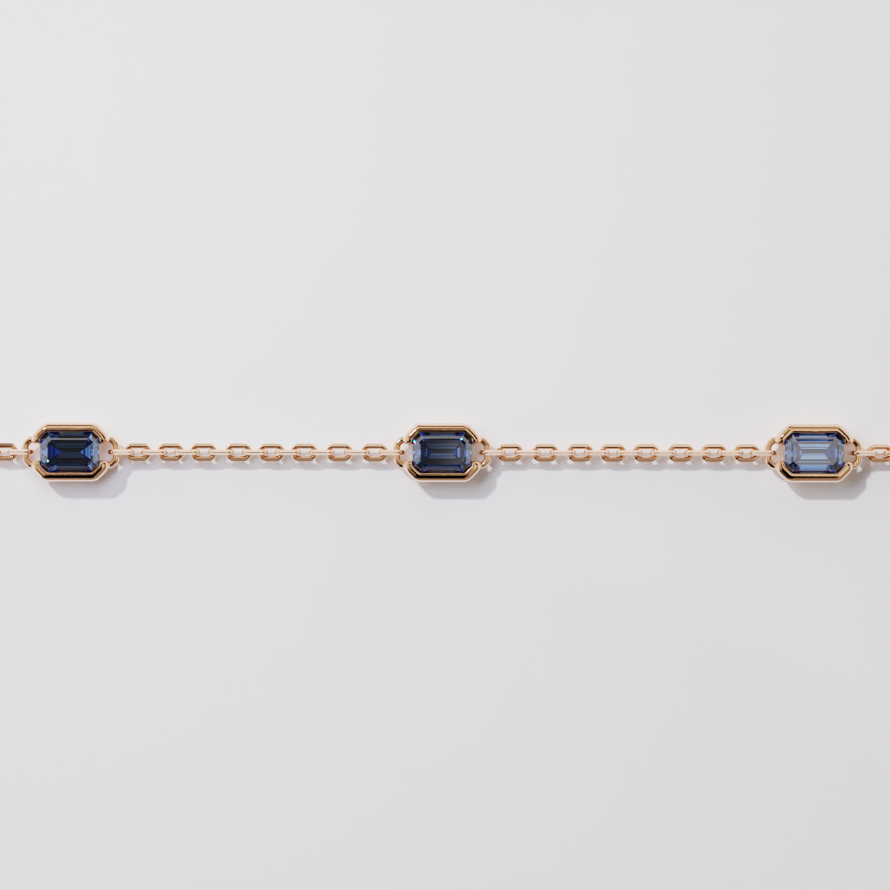 Bracelet - Parenthèse saphirs bleus - Or rose