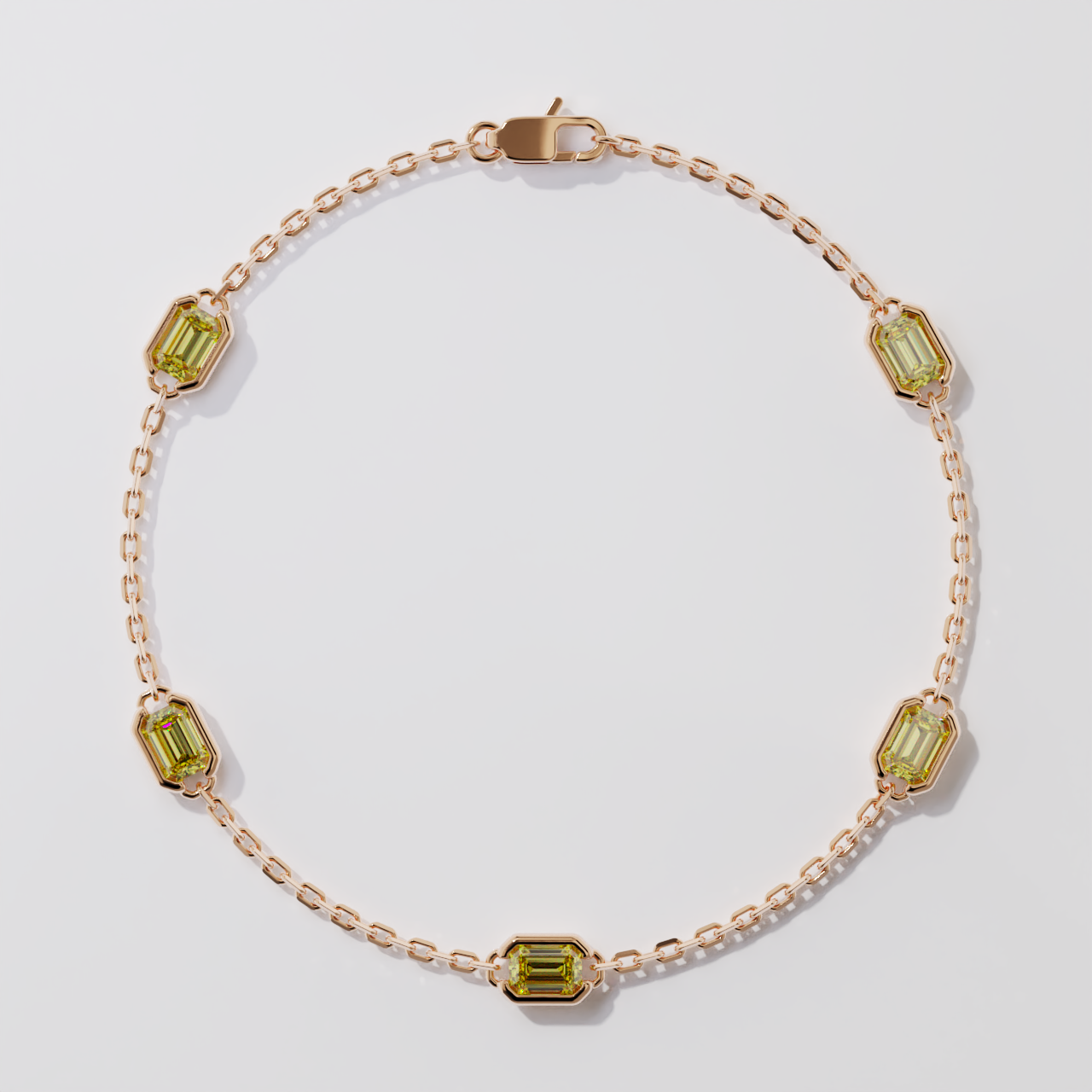 Bracelet - Parenthèse saphirs jaunes - Or rose
