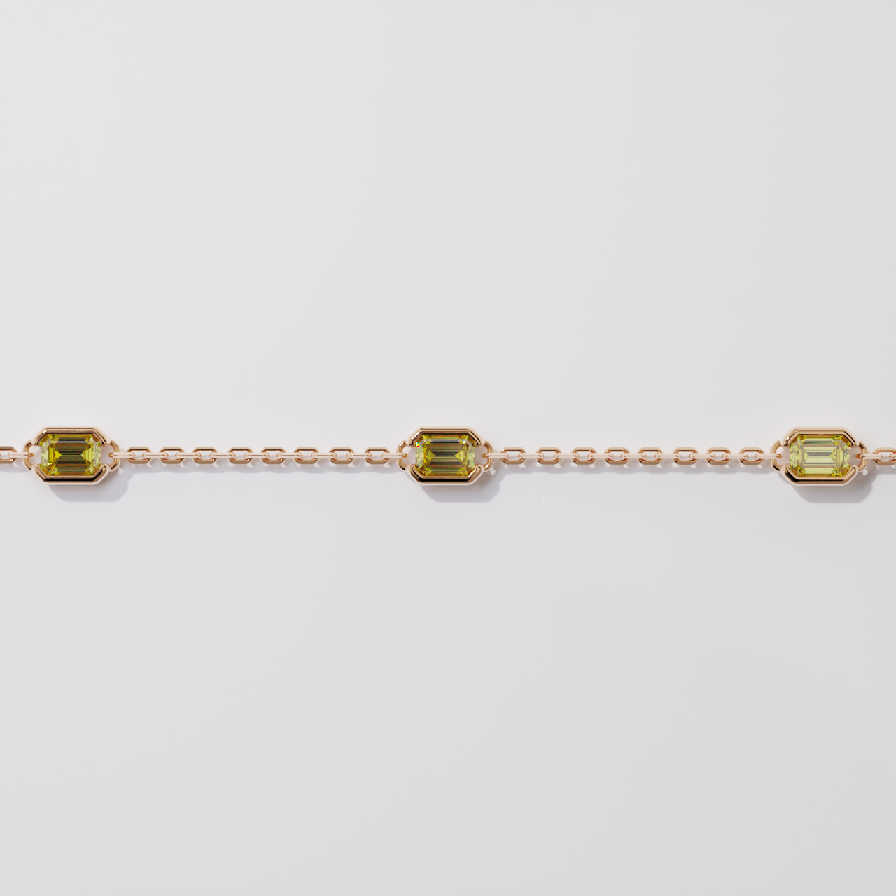 Bracelet - Parenthèse saphirs jaunes - Or rose