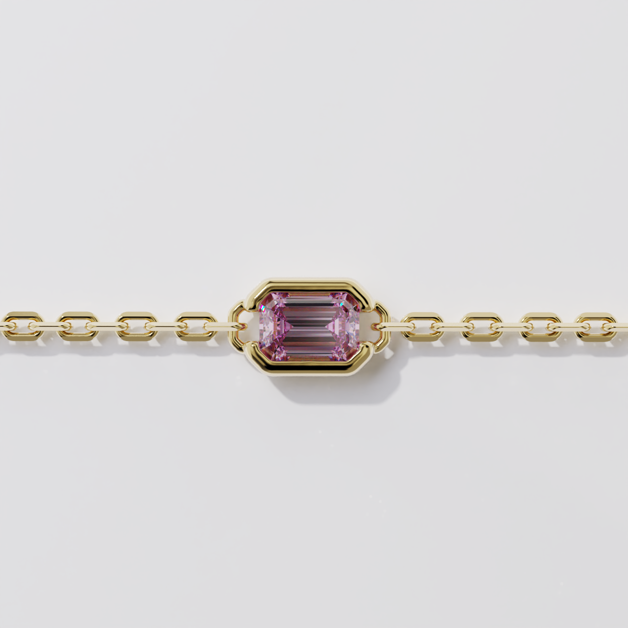 Bracelet - Parenthèse saphir rose - Or jaune