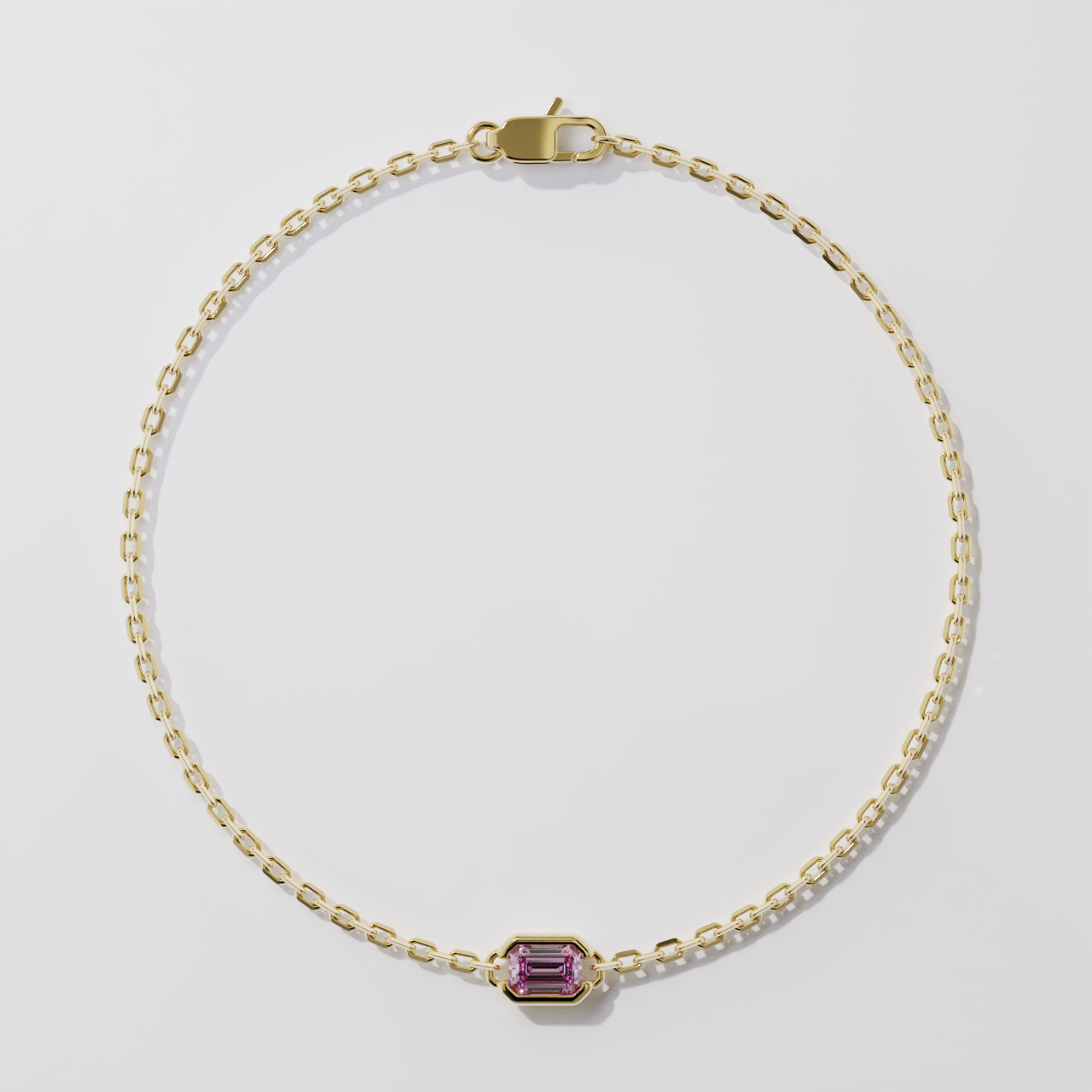 Bracelet - Parenthèse saphir rose - Or jaune