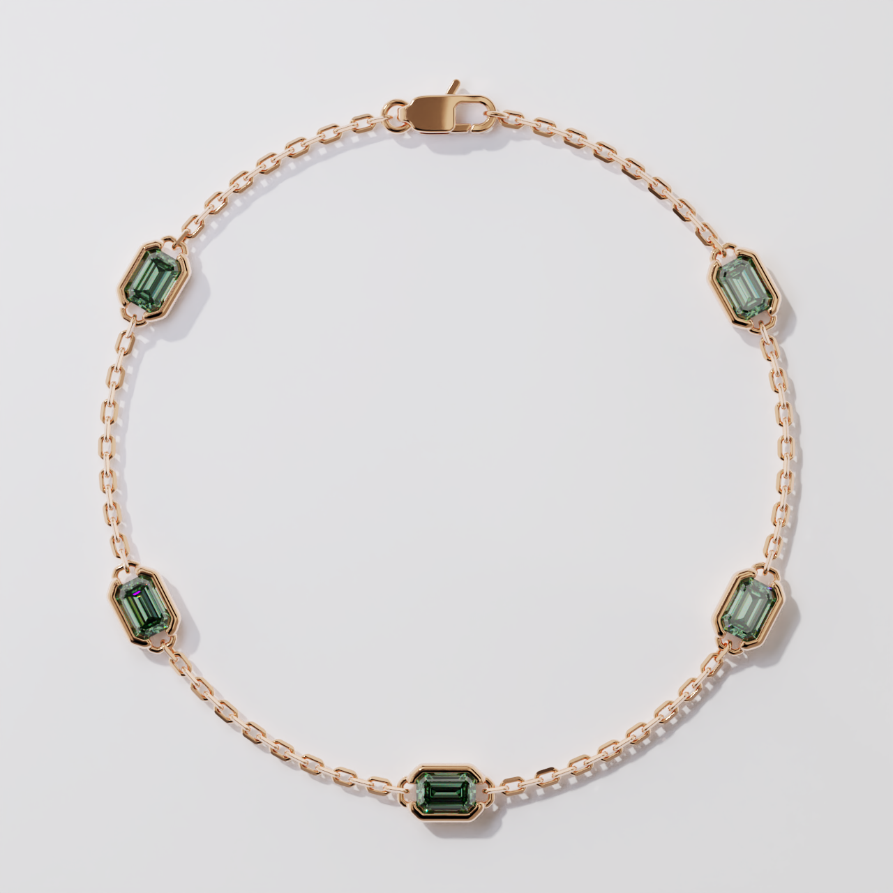 Bracelet - Parenthèse saphirs verts - Or rose