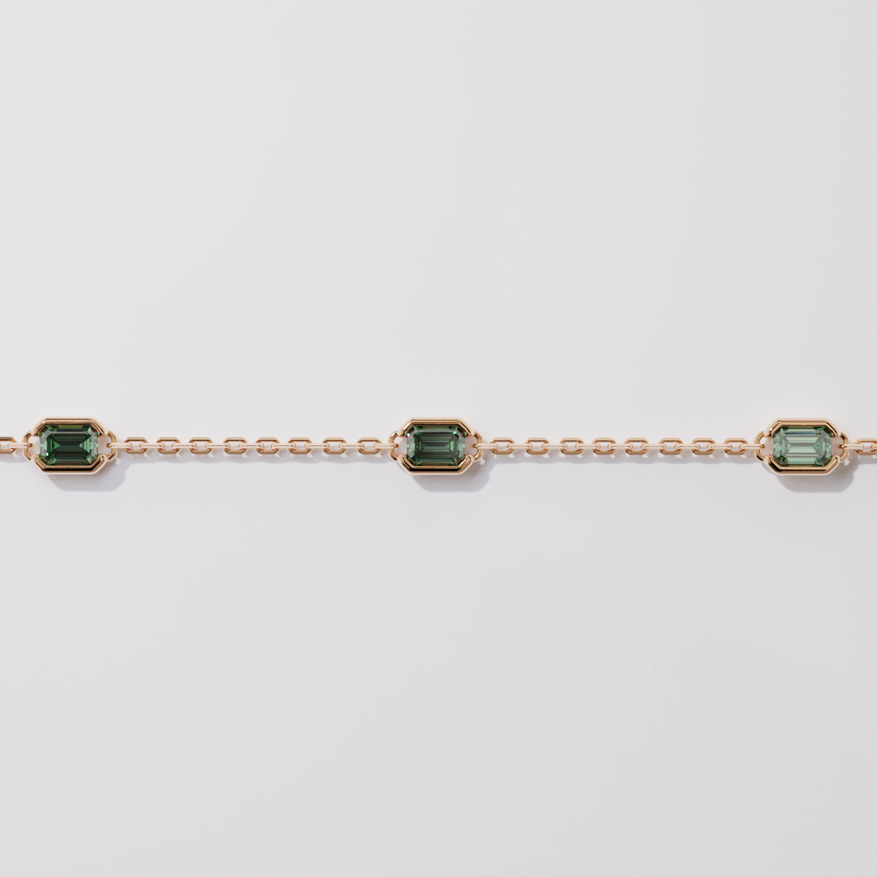 Bracelet - Parenthèse saphirs verts - Or rose