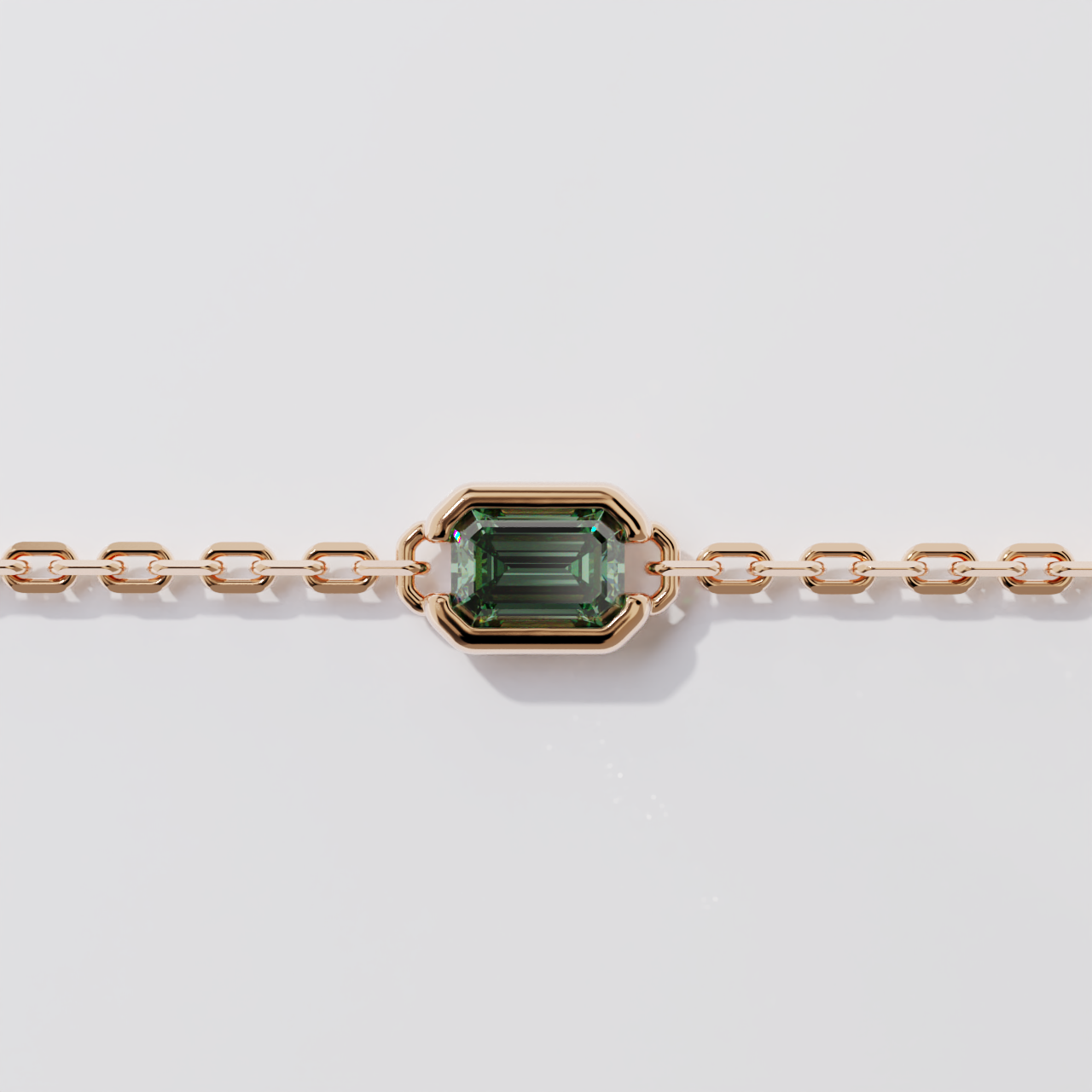 Bracelet - Parenthèse saphirs verts - Or rose