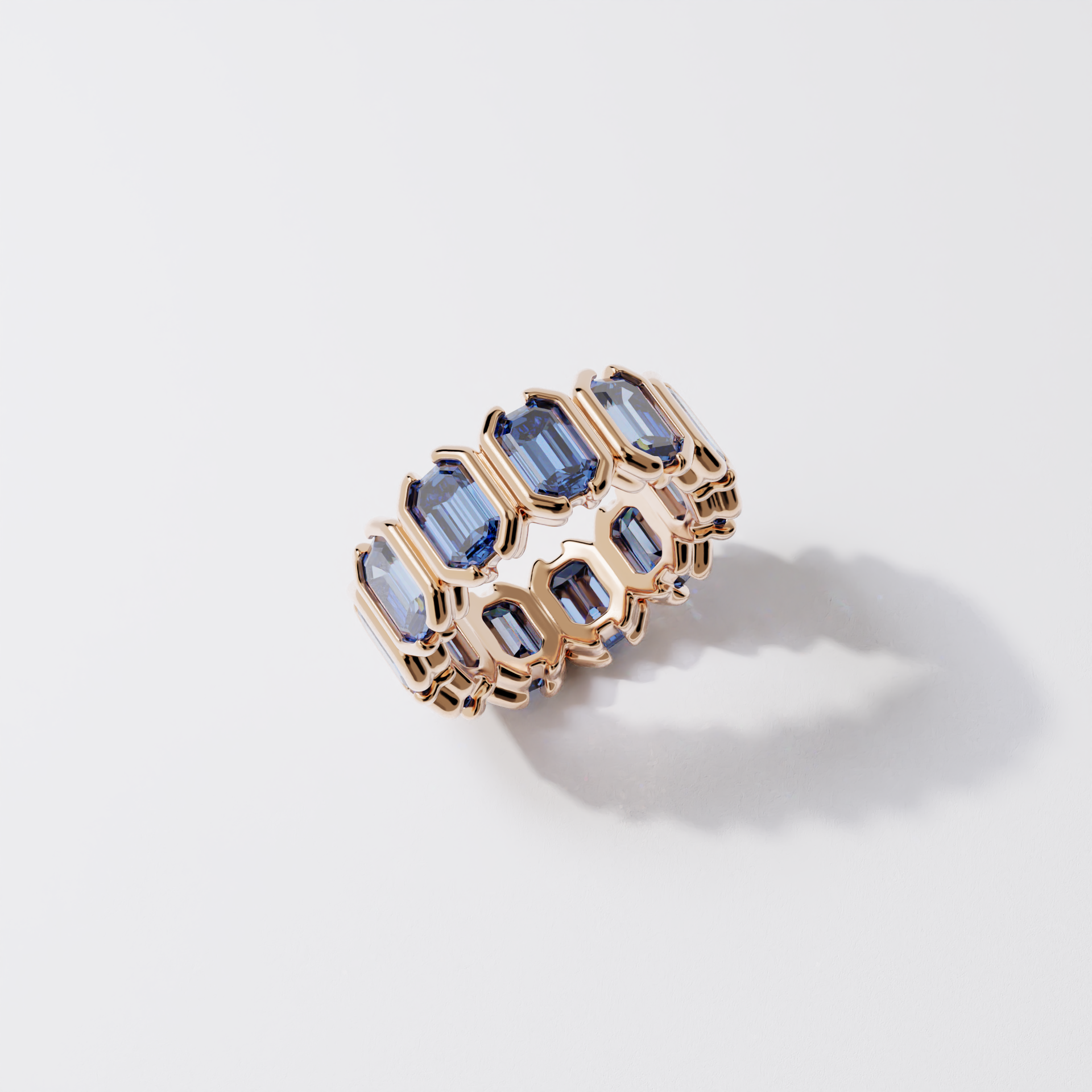 Bague - Parenthèse saphir bleu - Or rose