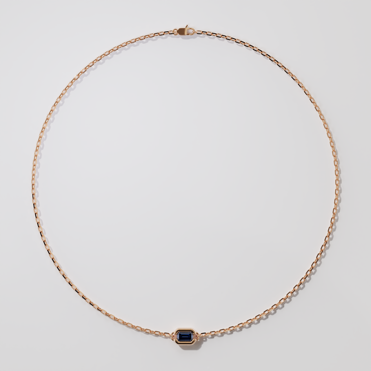 Collier - Parenthèse saphir bleu - Or rose