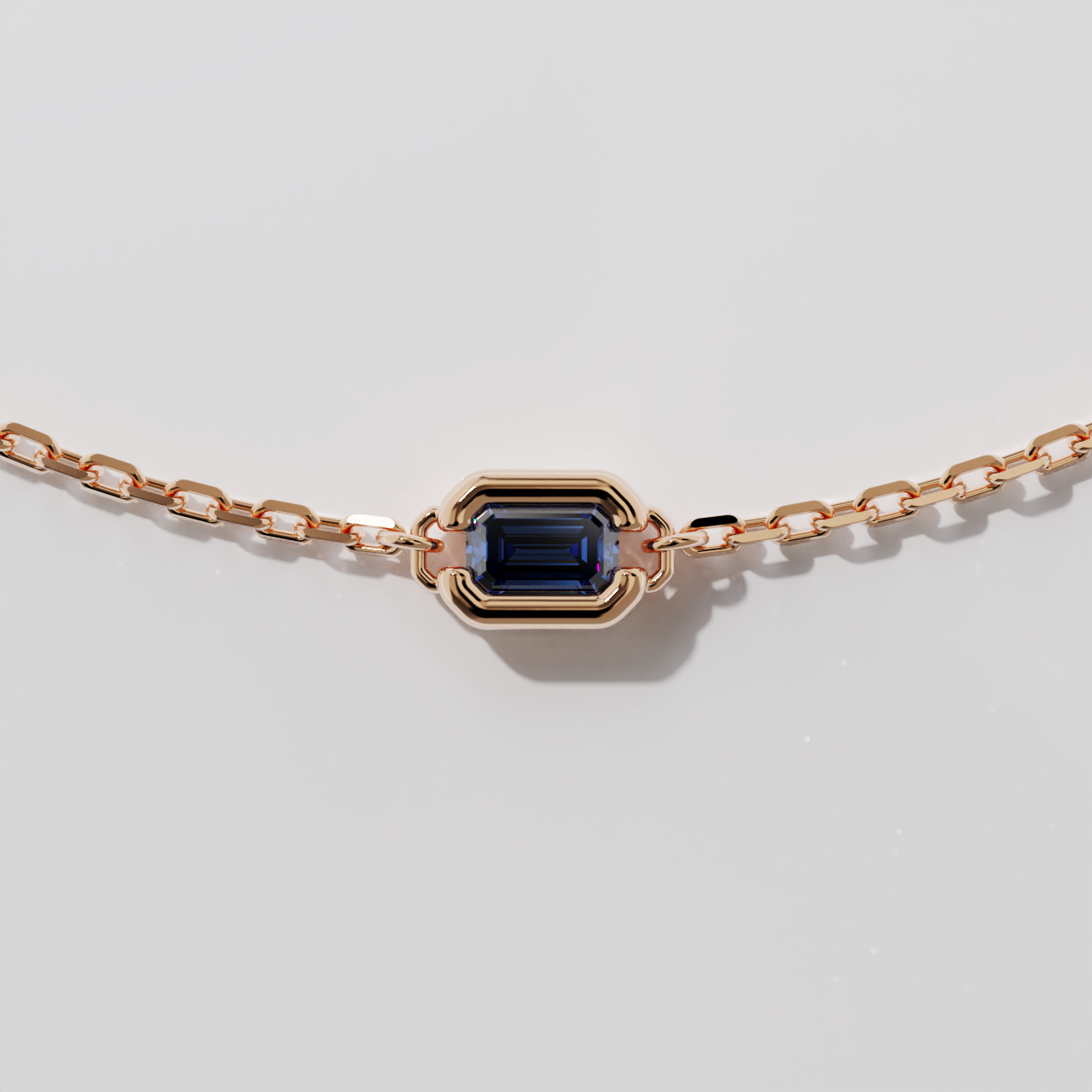Collier - Parenthèse saphir bleu - Or rose