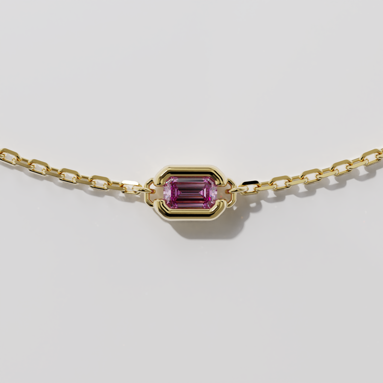 Collier - Parenthèse saphir rose - Or jaune
