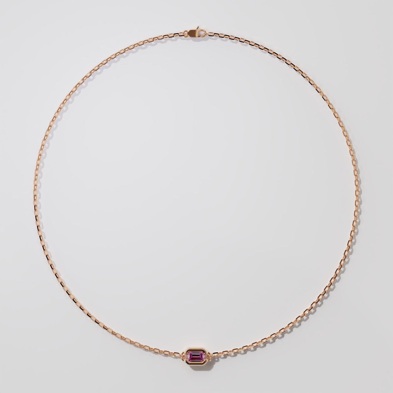 Collier - Parenthèse saphir rose - Or jaune