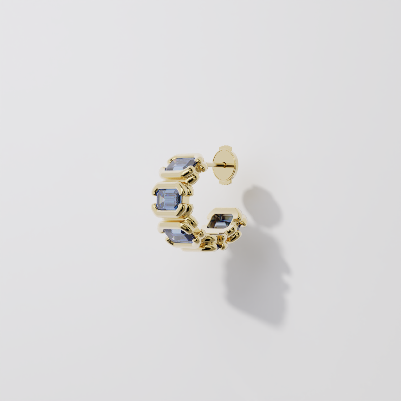 Créoles - Parenthèse saphir bleu - Or jaune