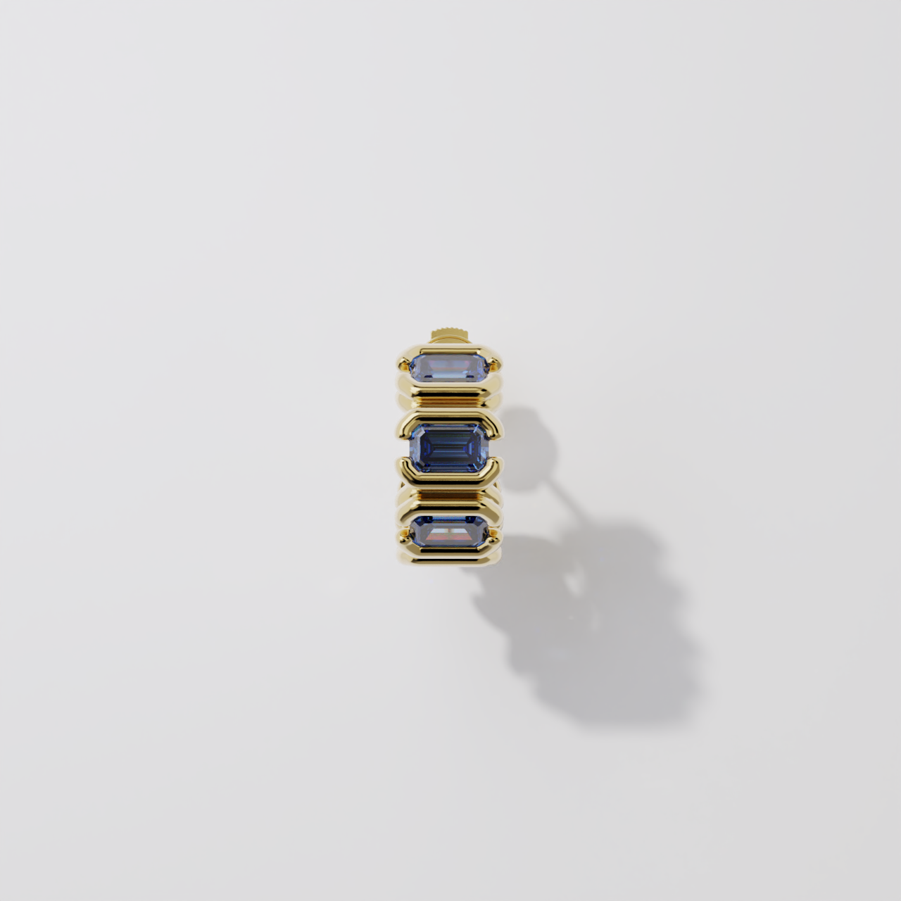 Créoles - Parenthèse saphir bleu - Or jaune