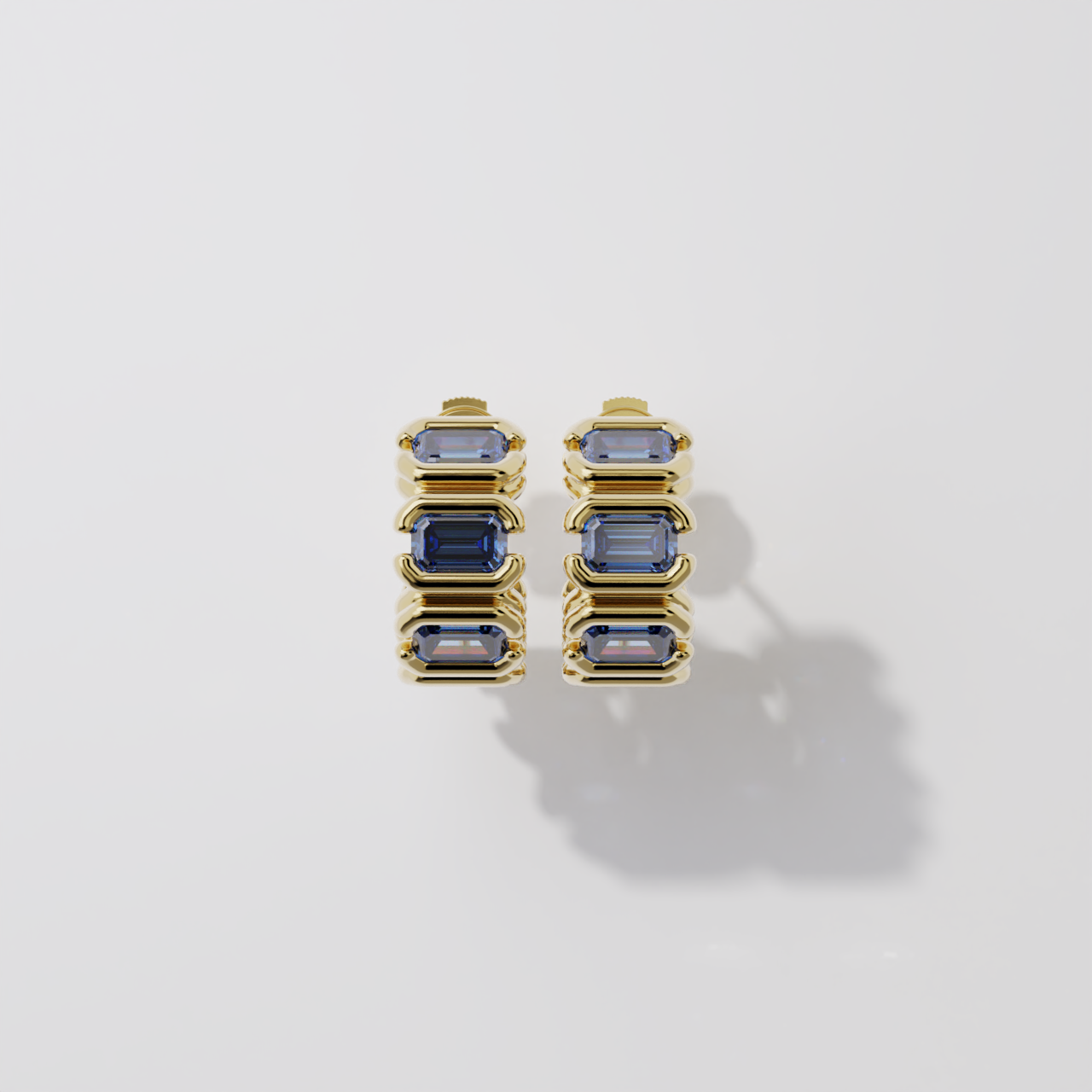 Créoles - Parenthèse saphir bleu - Or jaune