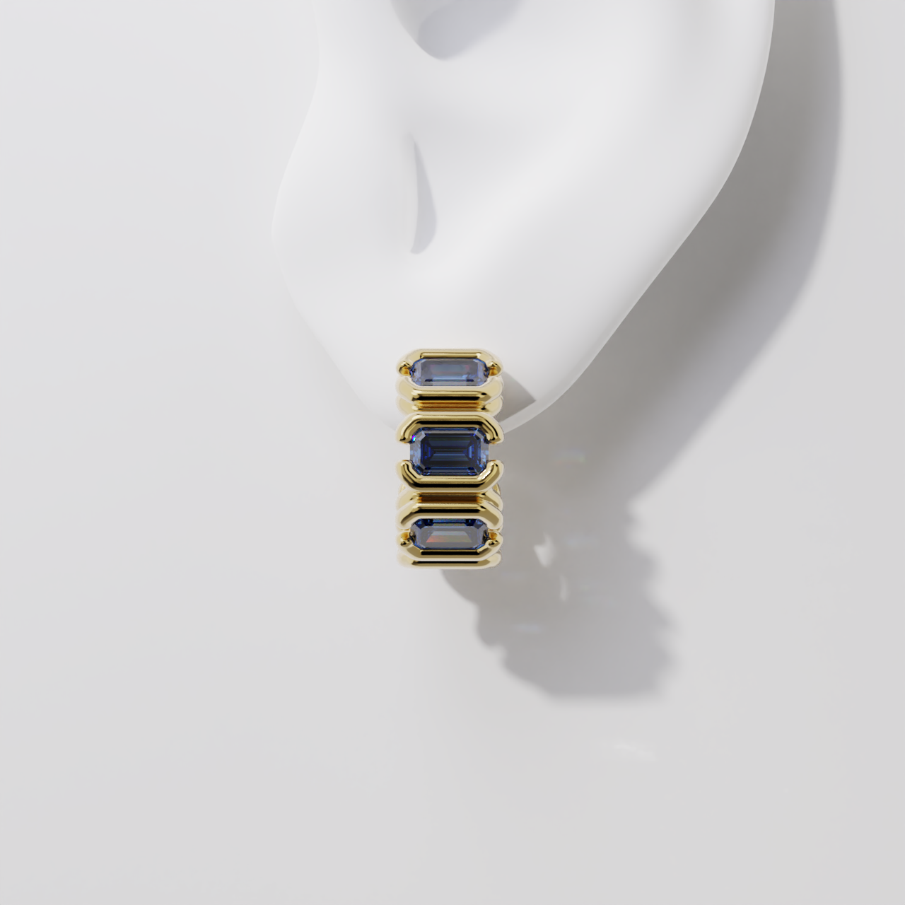 Créoles - Parenthèse saphir bleu - Or jaune