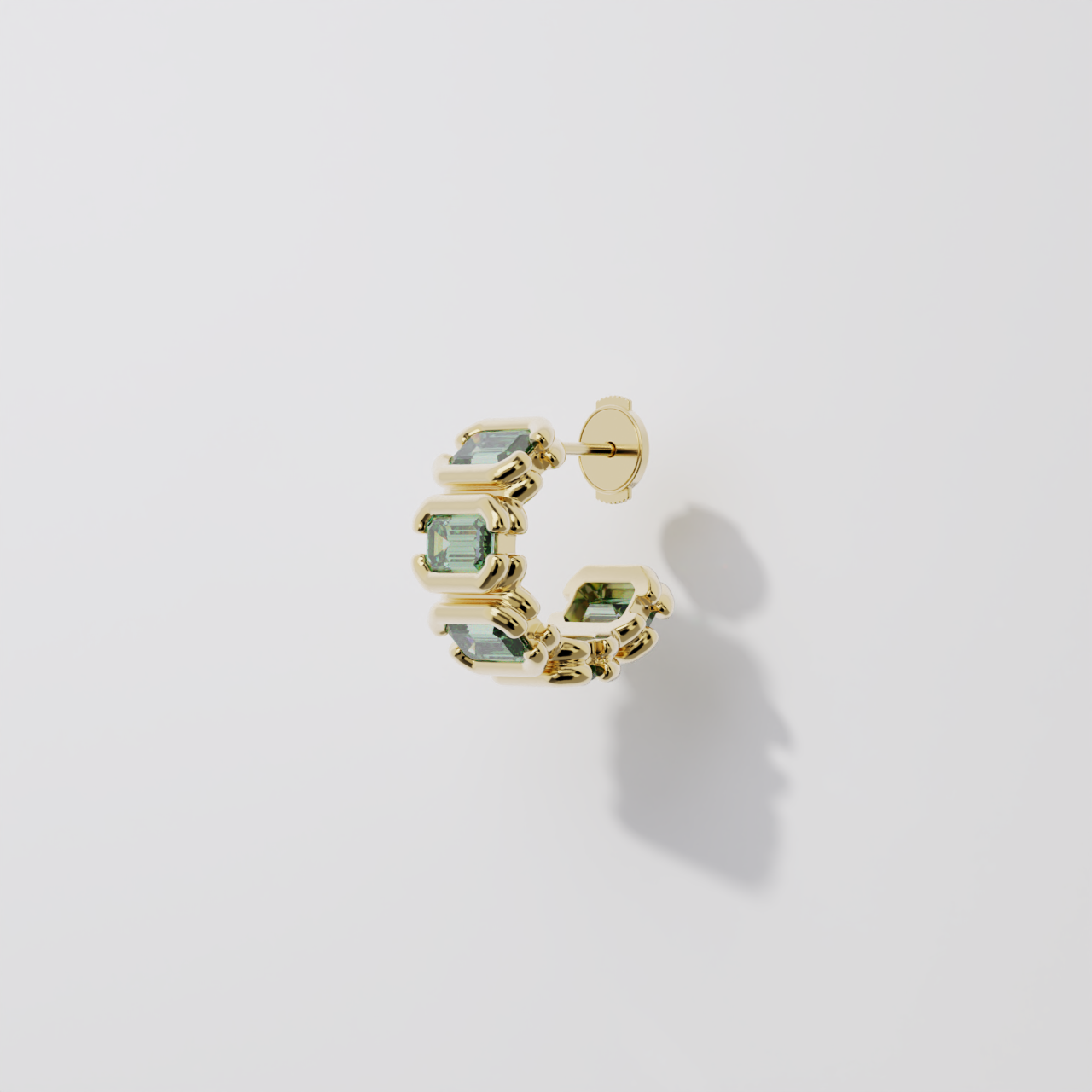 Créoles - Parenthèse saphir vert - Or Jaune