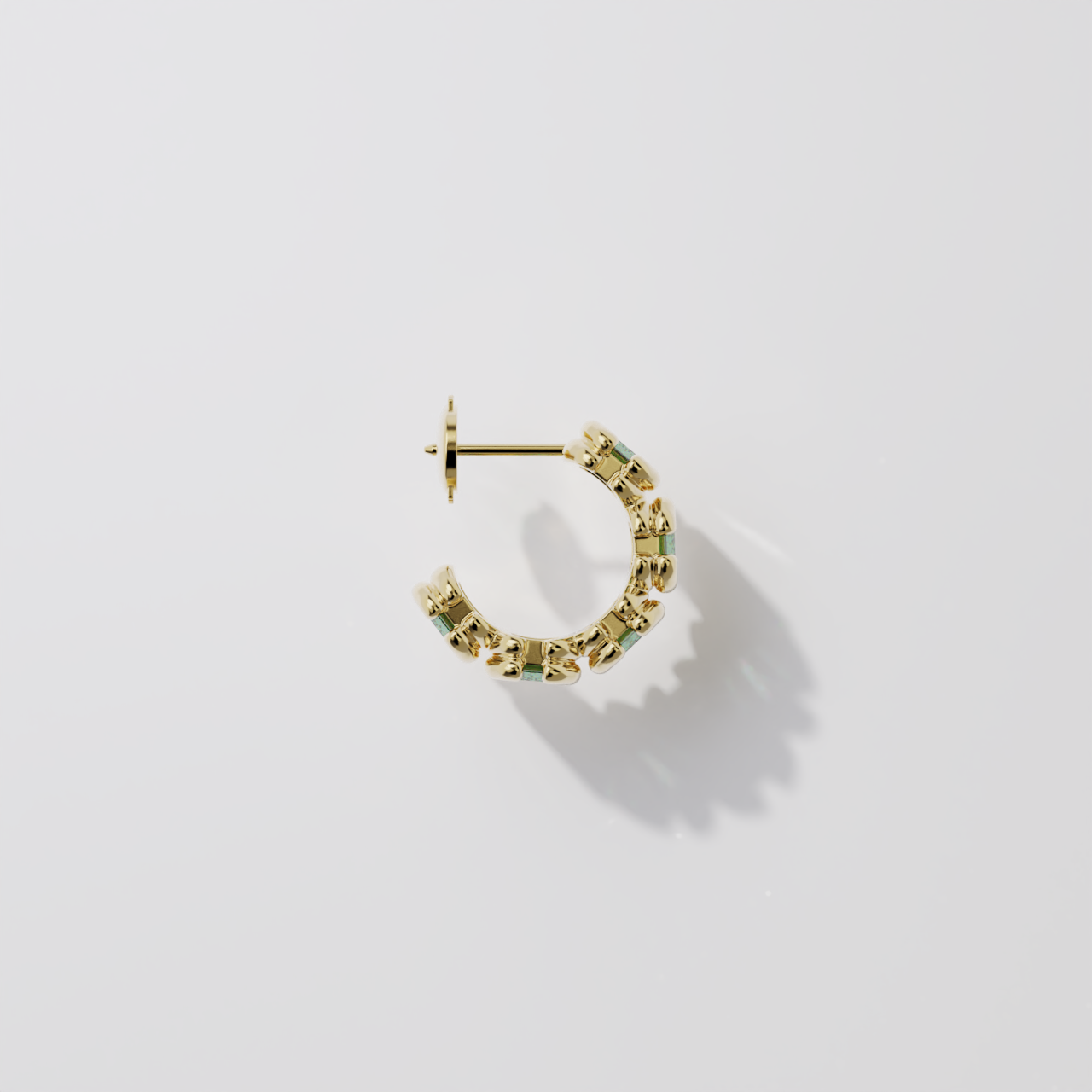 Créoles - Parenthèse saphir vert - Or Jaune