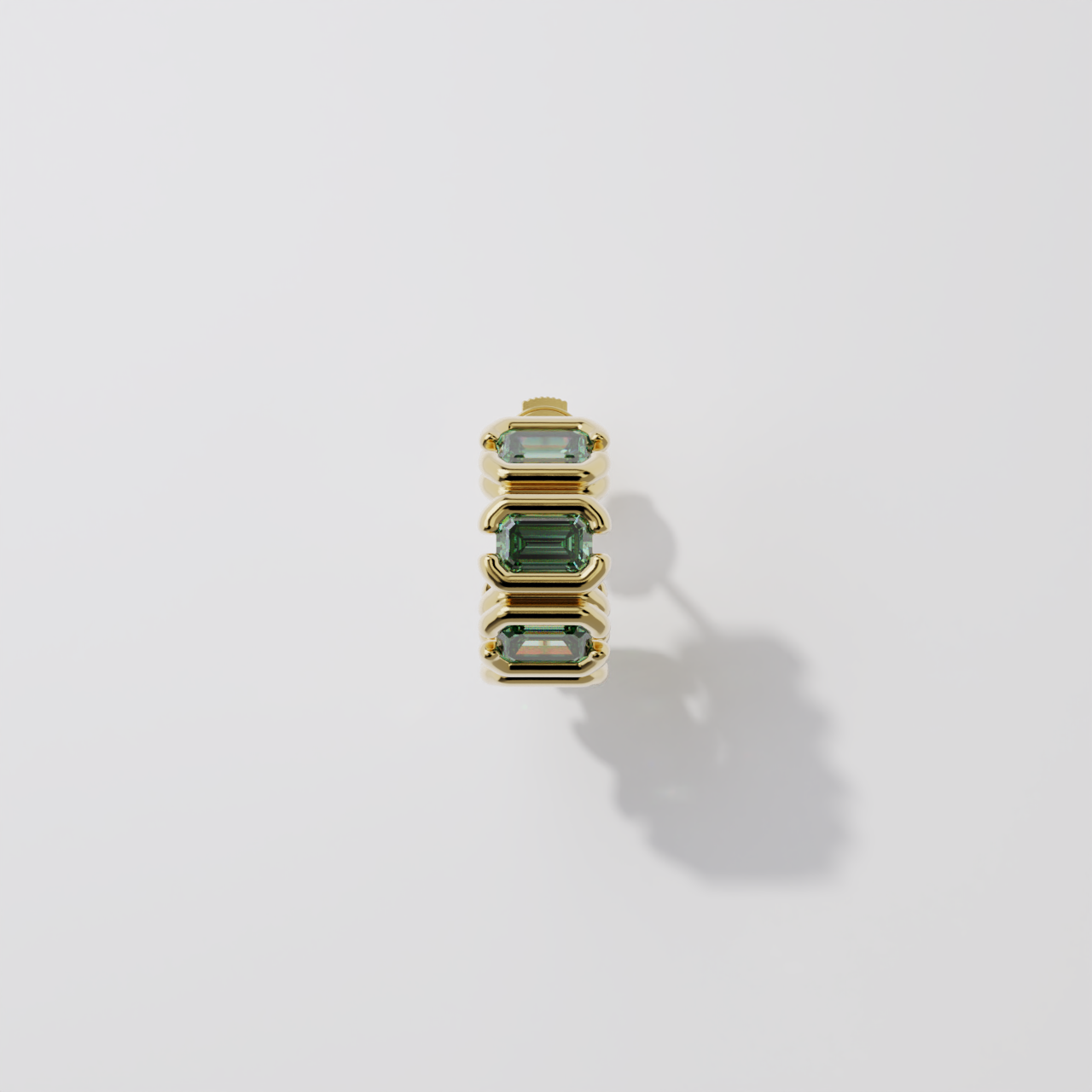 Créoles - Parenthèse saphir vert - Or Jaune