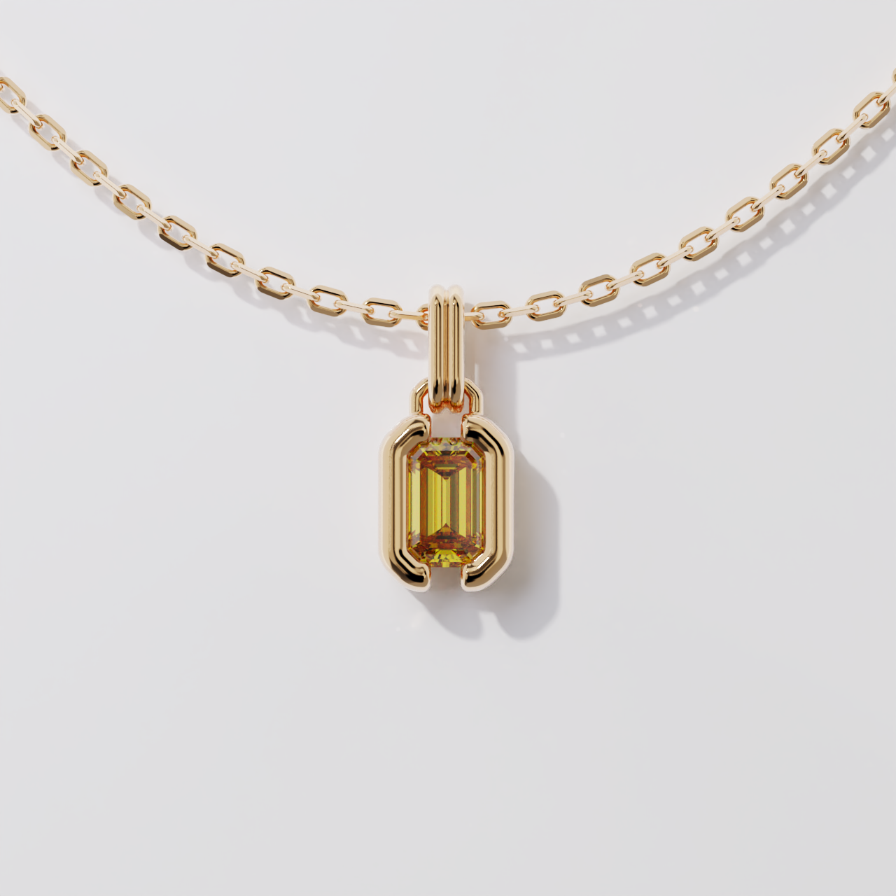 Pendentif - Parenthèse saphir jaune - Or rose