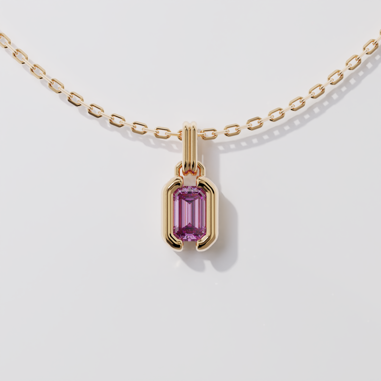 Pendentif - Parenthèse saphir rose - Or rose