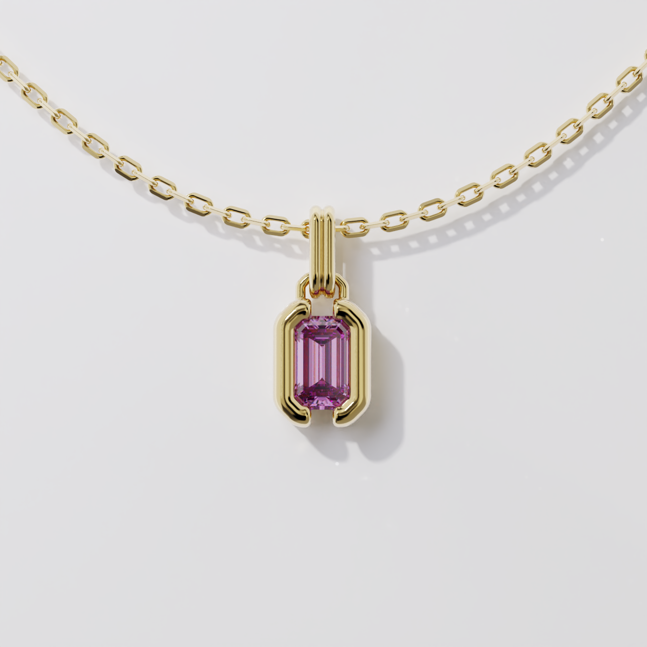 Pendentif - Parenthèse saphir rose - Or jaune