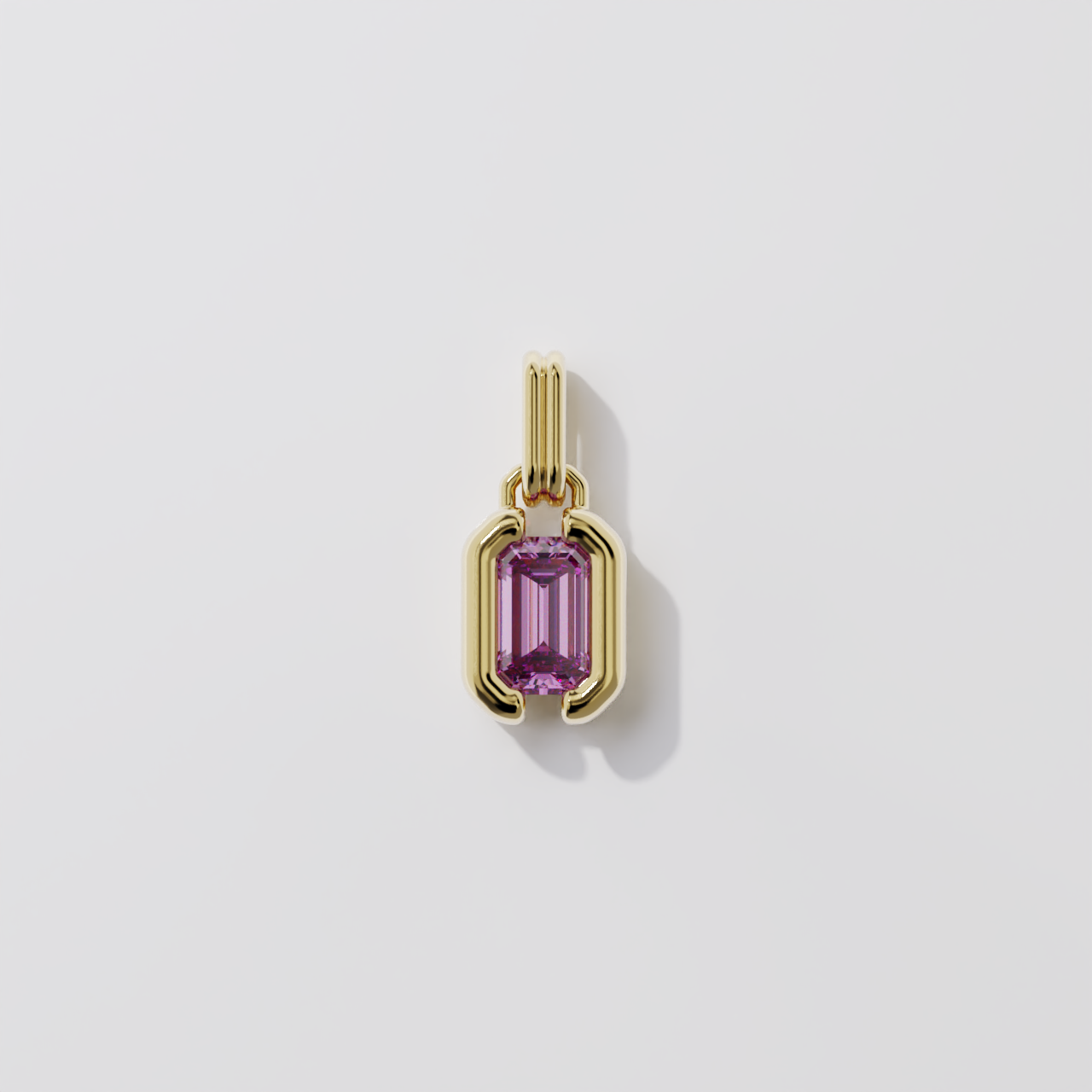 Pendentif - Parenthèse saphir rose - Or jaune