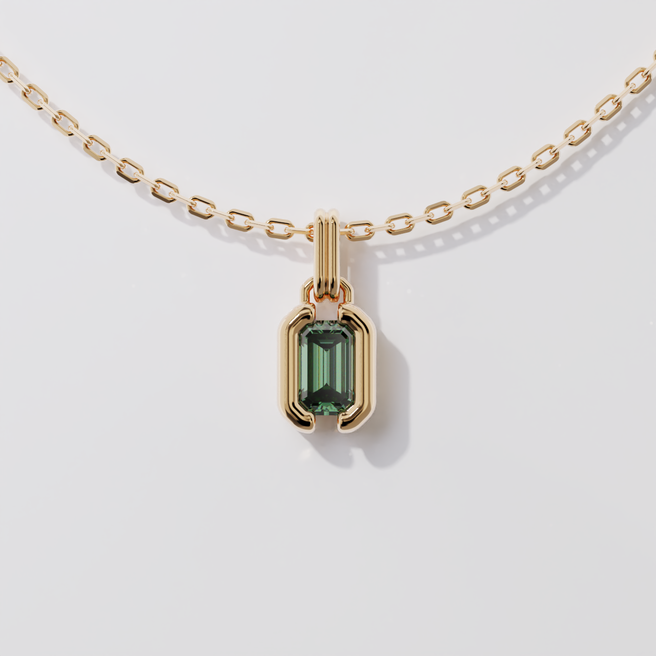 Pendentif - Parenthèse saphir vert - Or rose