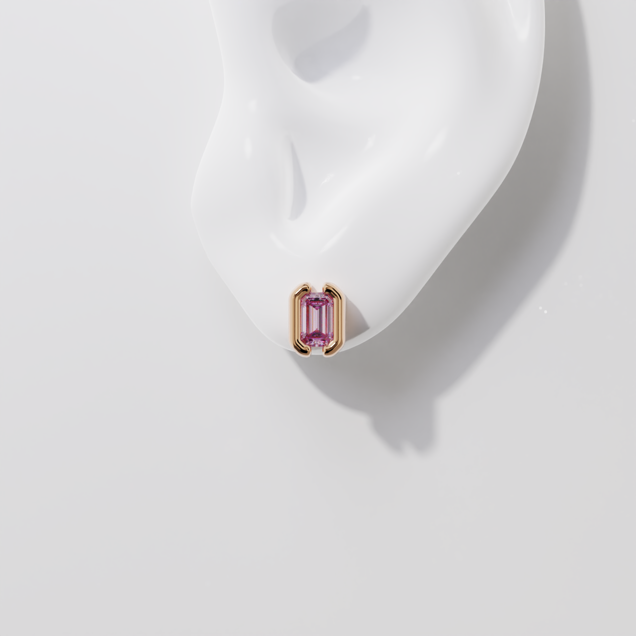Boucles d'oreilles - Parenthèse saphir rose - Or rose