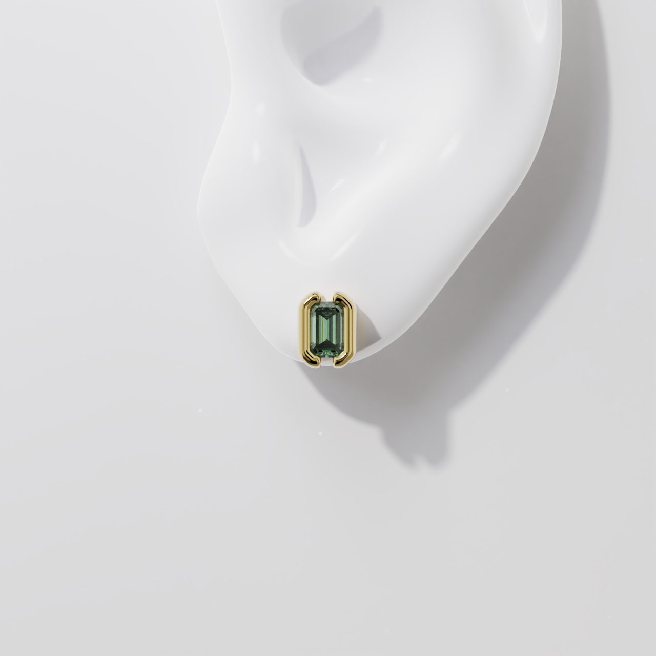 Boucles d'oreilles - Parenthèse saphir vert - Or jaune