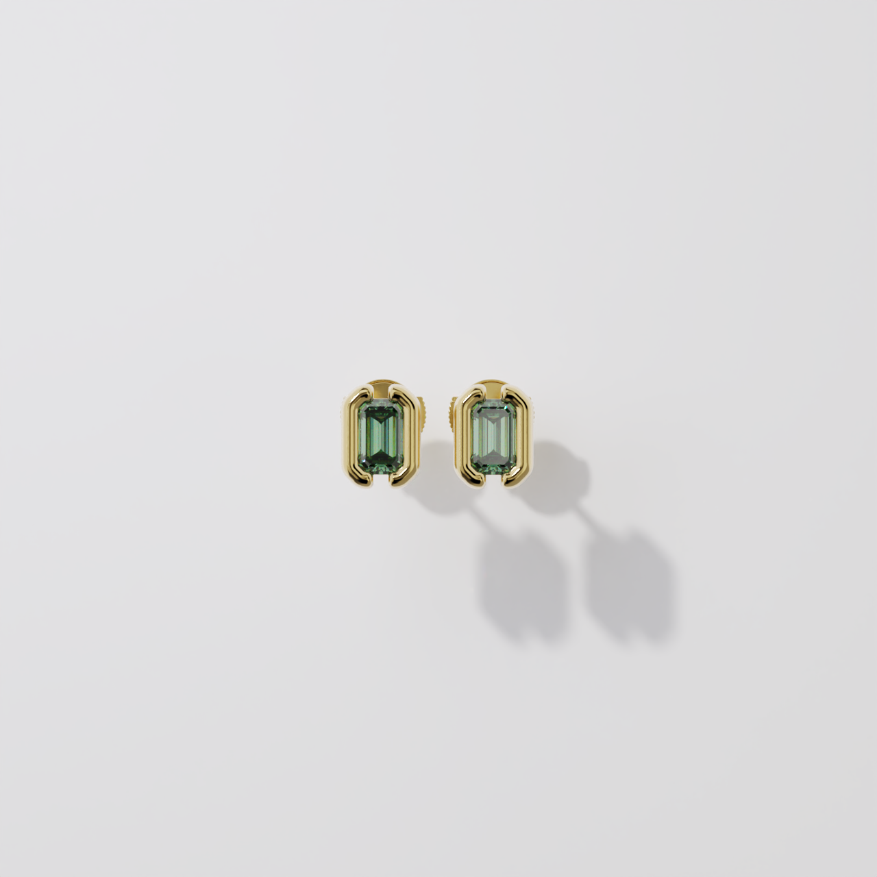 Boucles d'oreilles - Parenthèse saphir vert - Or jaune