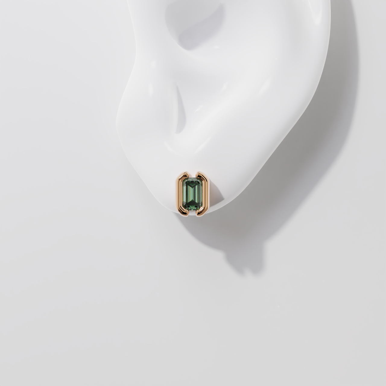 Boucles d'oreilles - Parenthèse saphir vert - Or rose