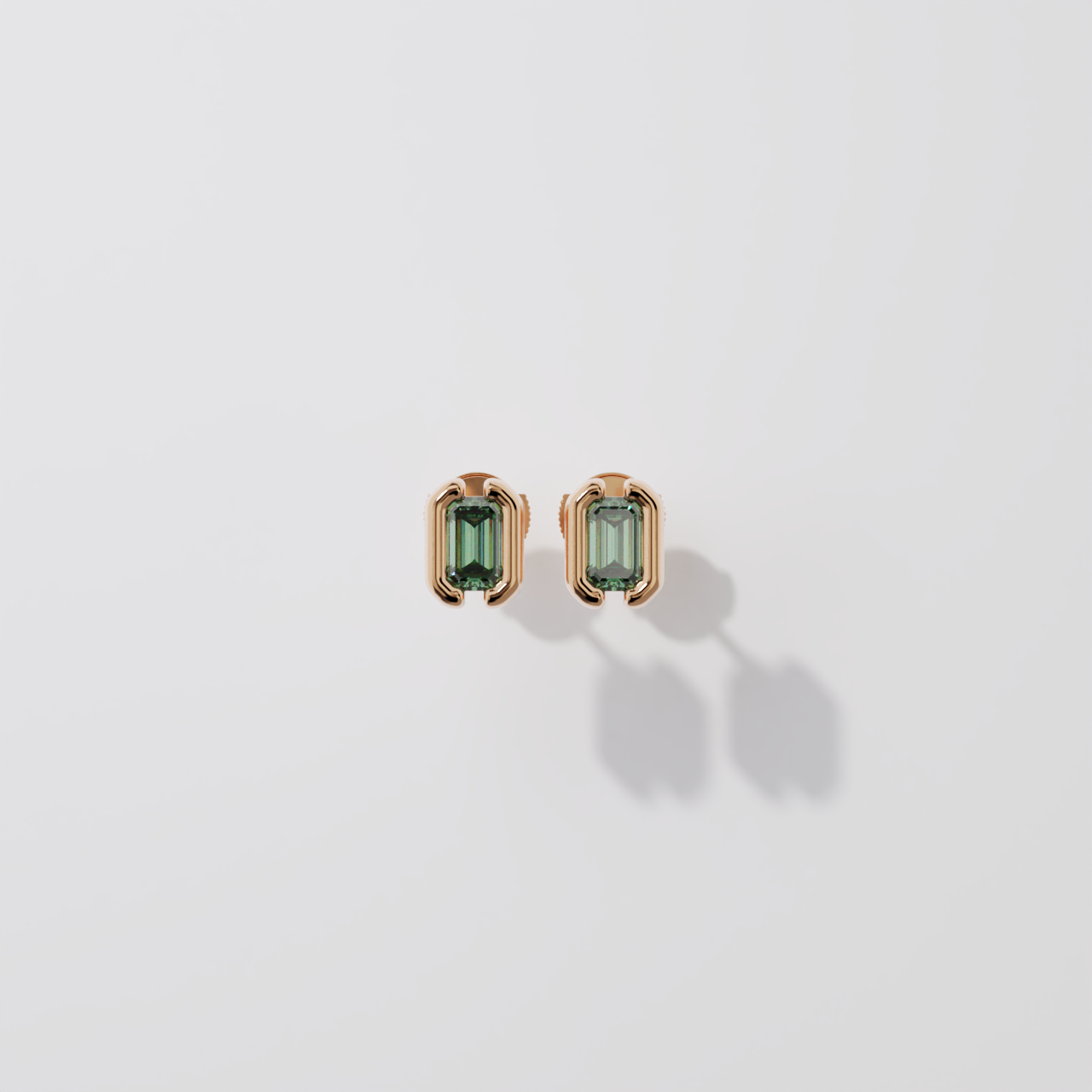 Boucles d'oreilles - Parenthèse saphir vert - Or rose