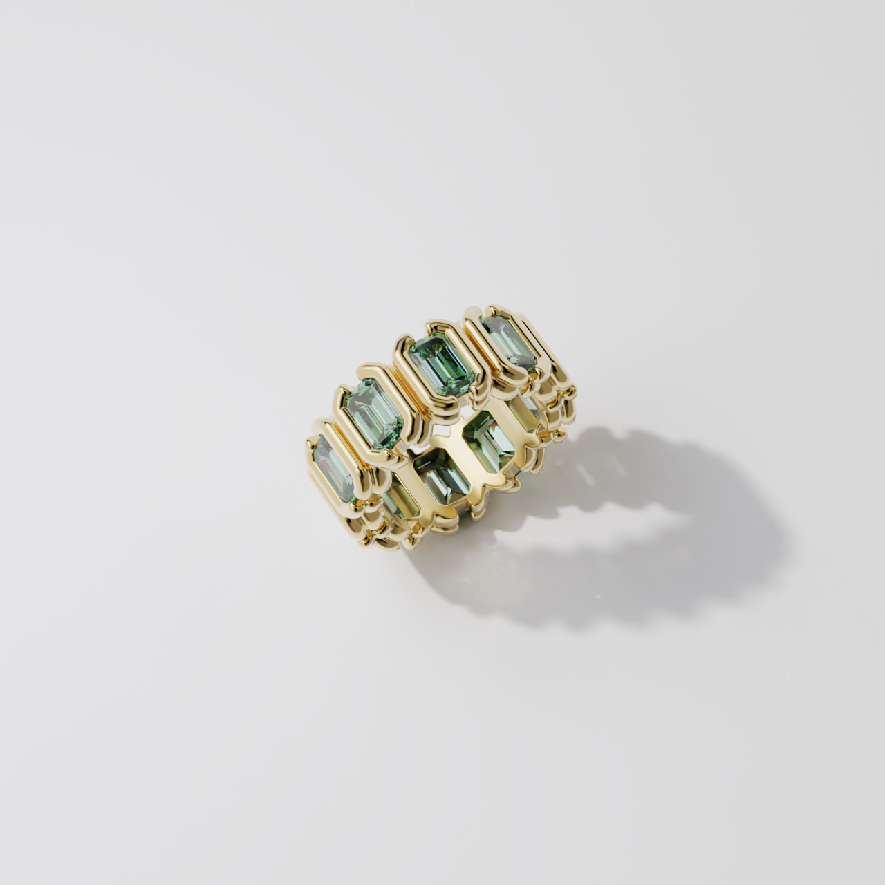 Bague - Parenthèse saphir vert - Or jaune
