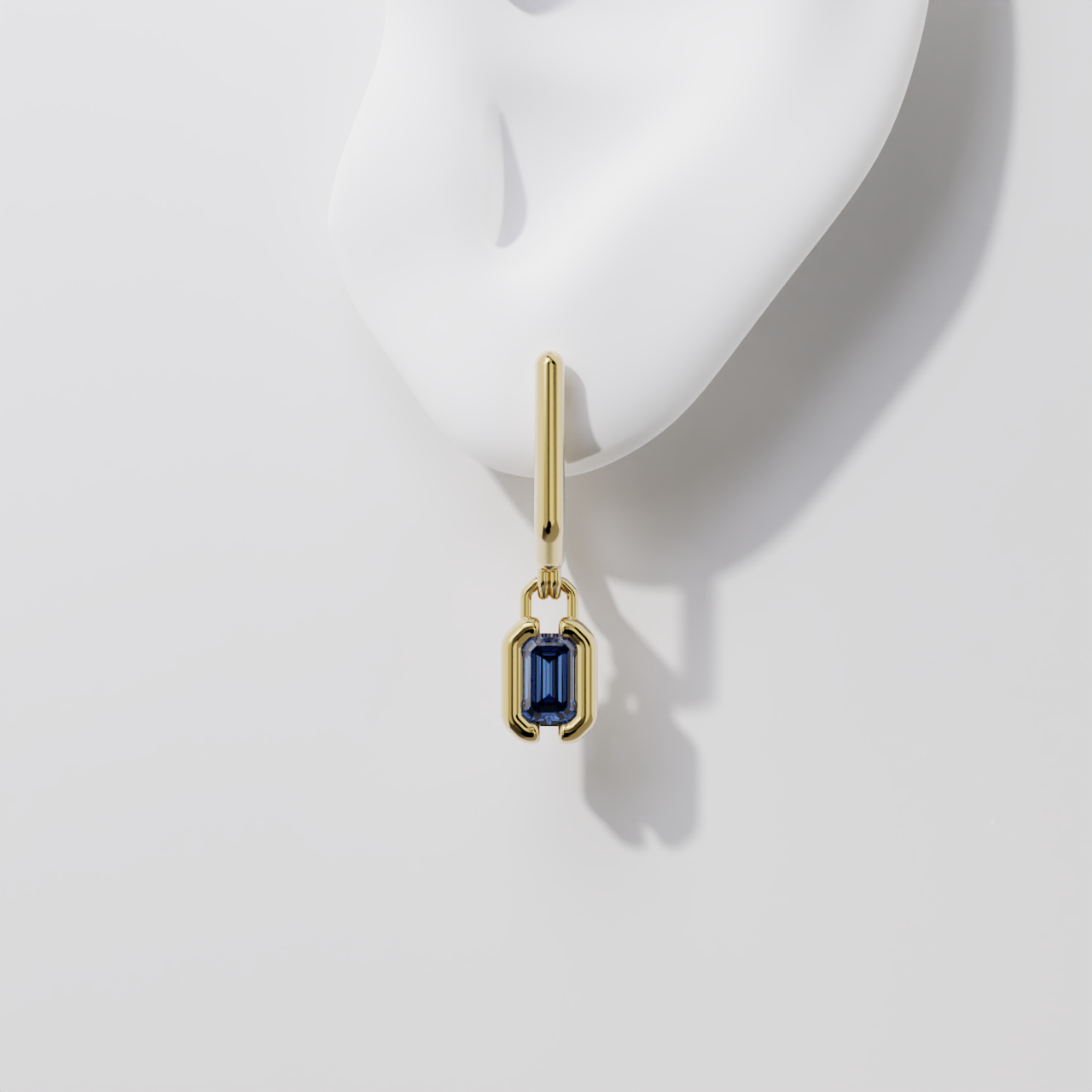 Boucles pendantes - Parenthèse saphir bleu - Or jaune