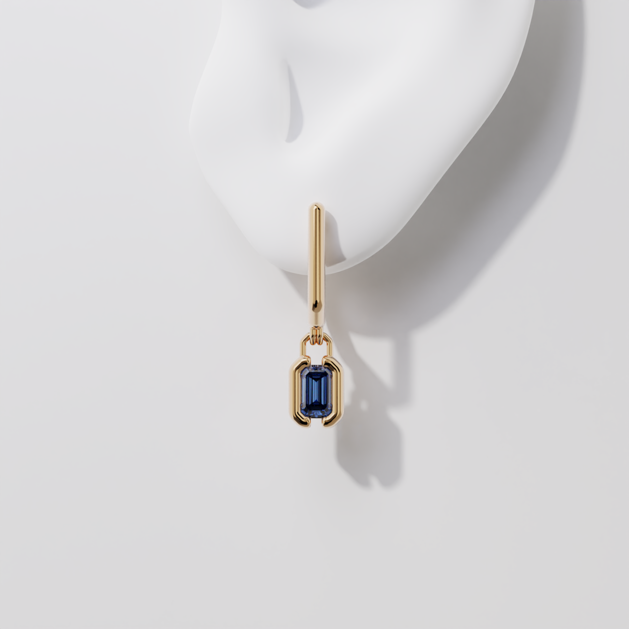 Boucles pendantes - Parenthèse saphir bleu - Or rose