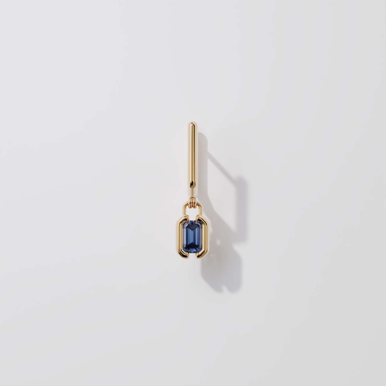 Boucles pendantes - Parenthèse saphir bleu - Or rose