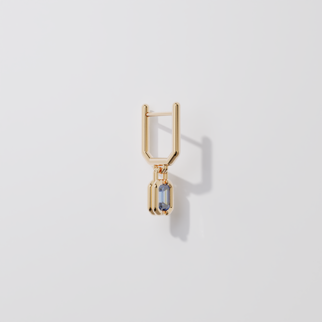 Boucles pendantes - Parenthèse saphir bleu - Or rose