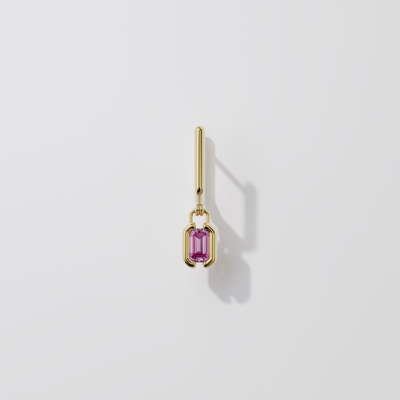 Boucles pendantes - Parenthèse saphir rose - Or jaune
