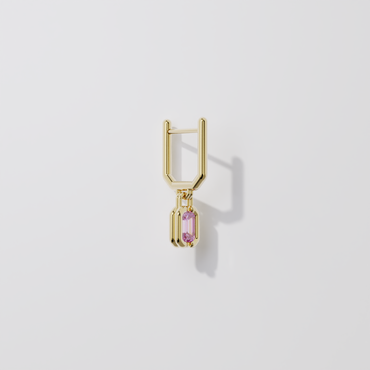 Boucles pendantes - Parenthèse saphir rose - Or jaune