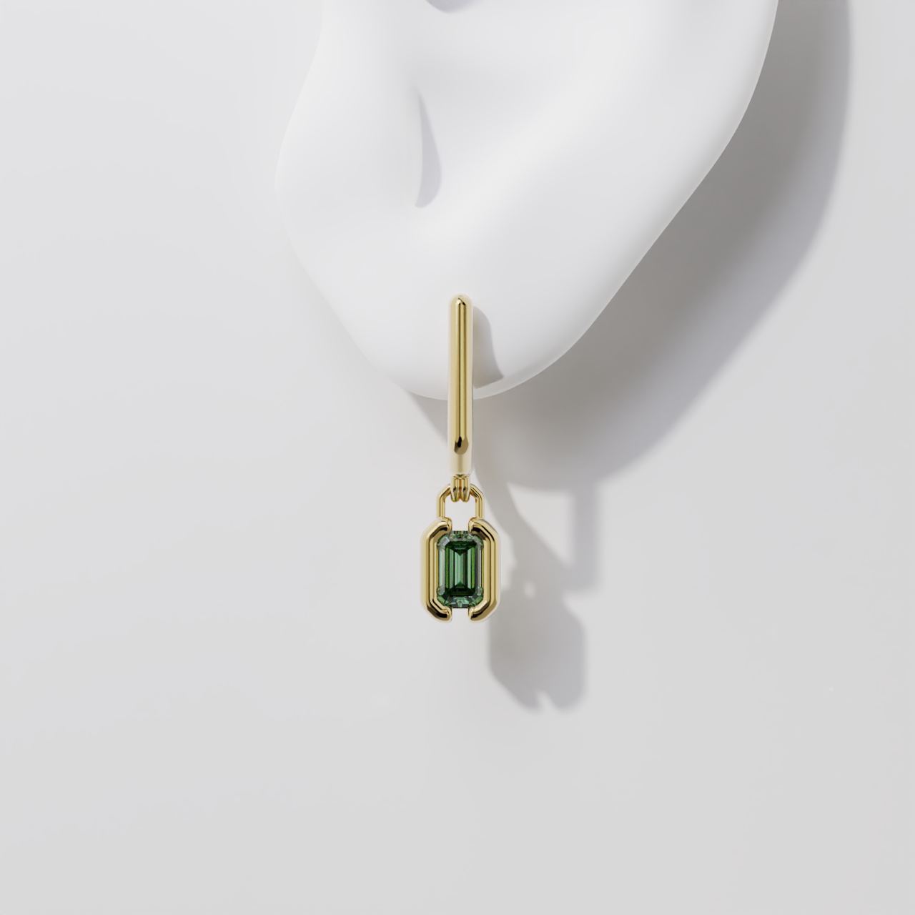 Boucles pendantes - Parenthèse saphir vert - Or jaune