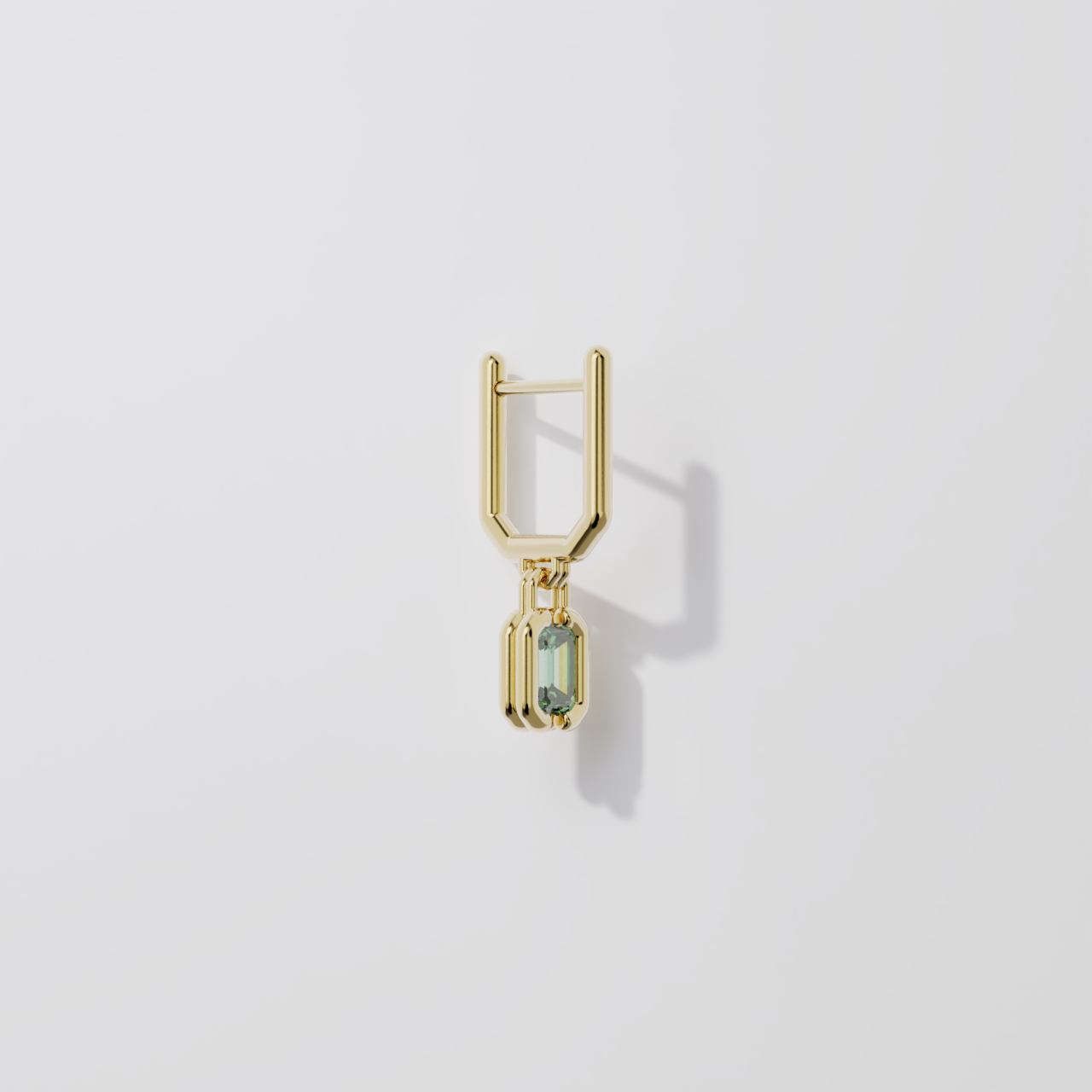 Boucles pendantes - Parenthèse saphir vert - Or jaune