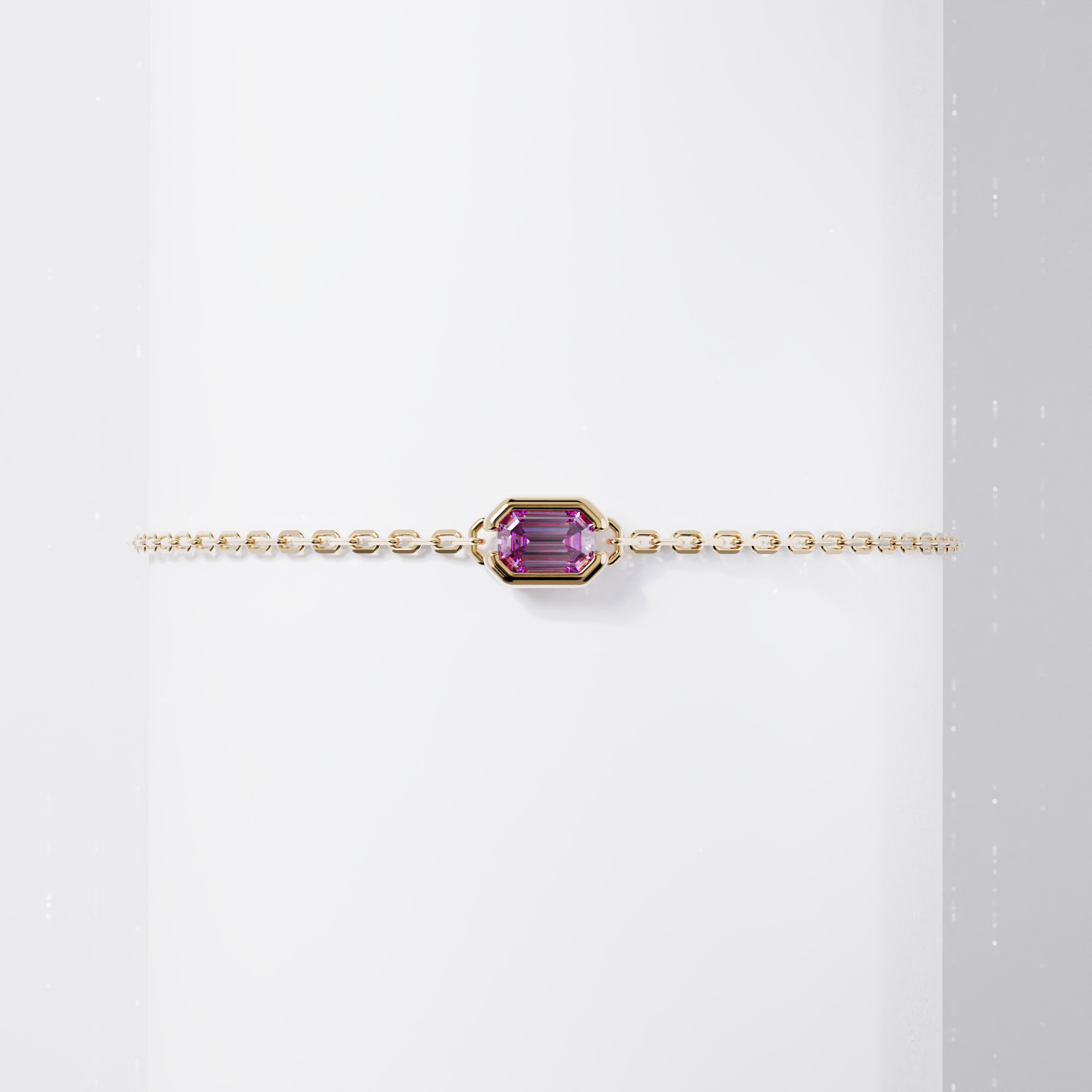 Bracelet - Parenthèse saphir rose - Or jaune