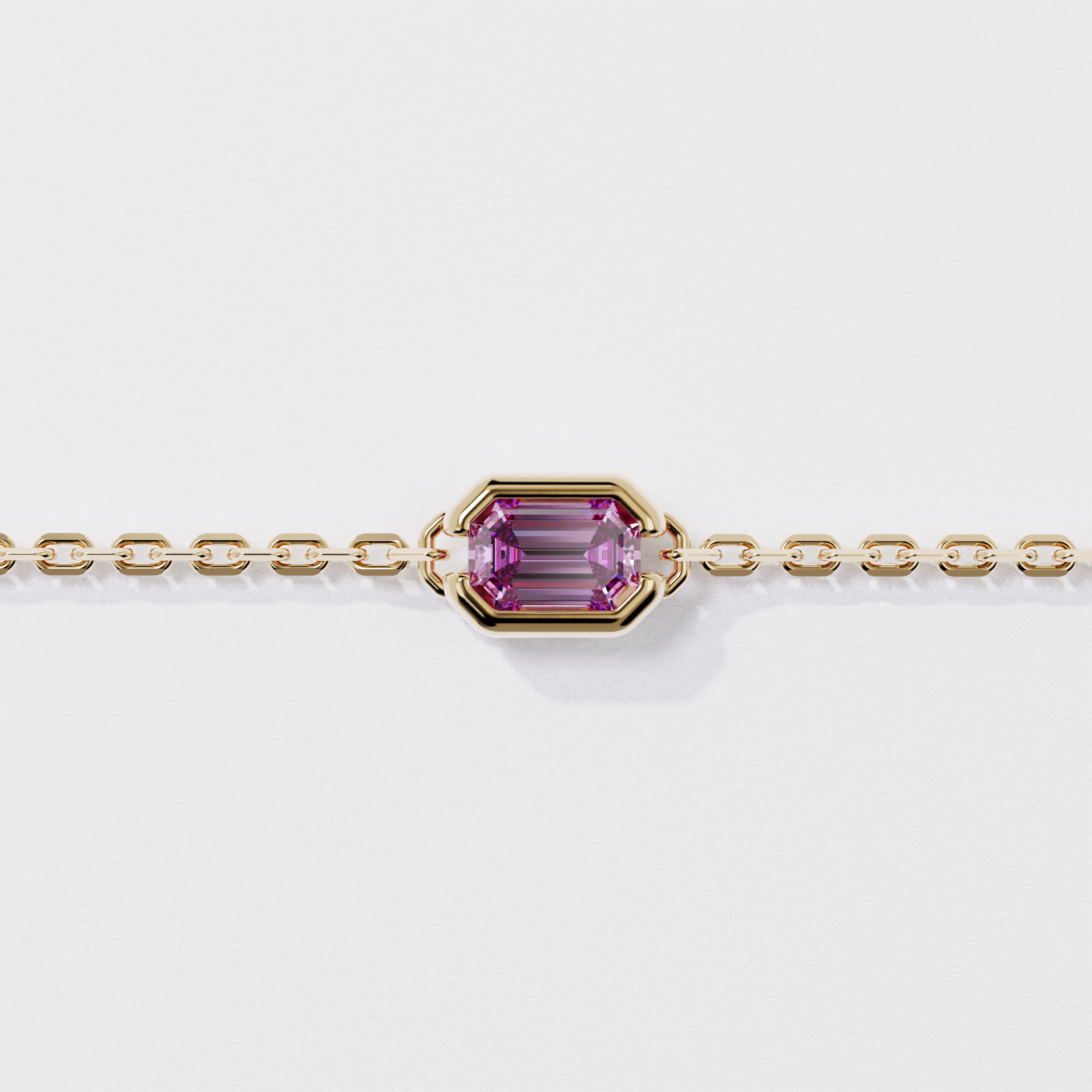 Bracelet - Parenthèse saphir rose - Or jaune