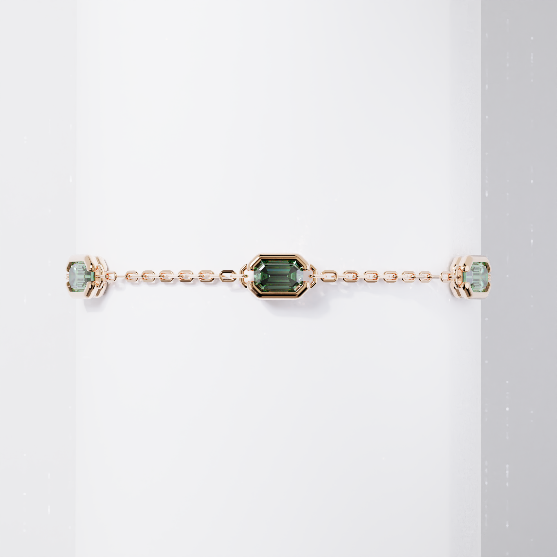 Bracelet - Parenthèse saphirs verts - Or rose