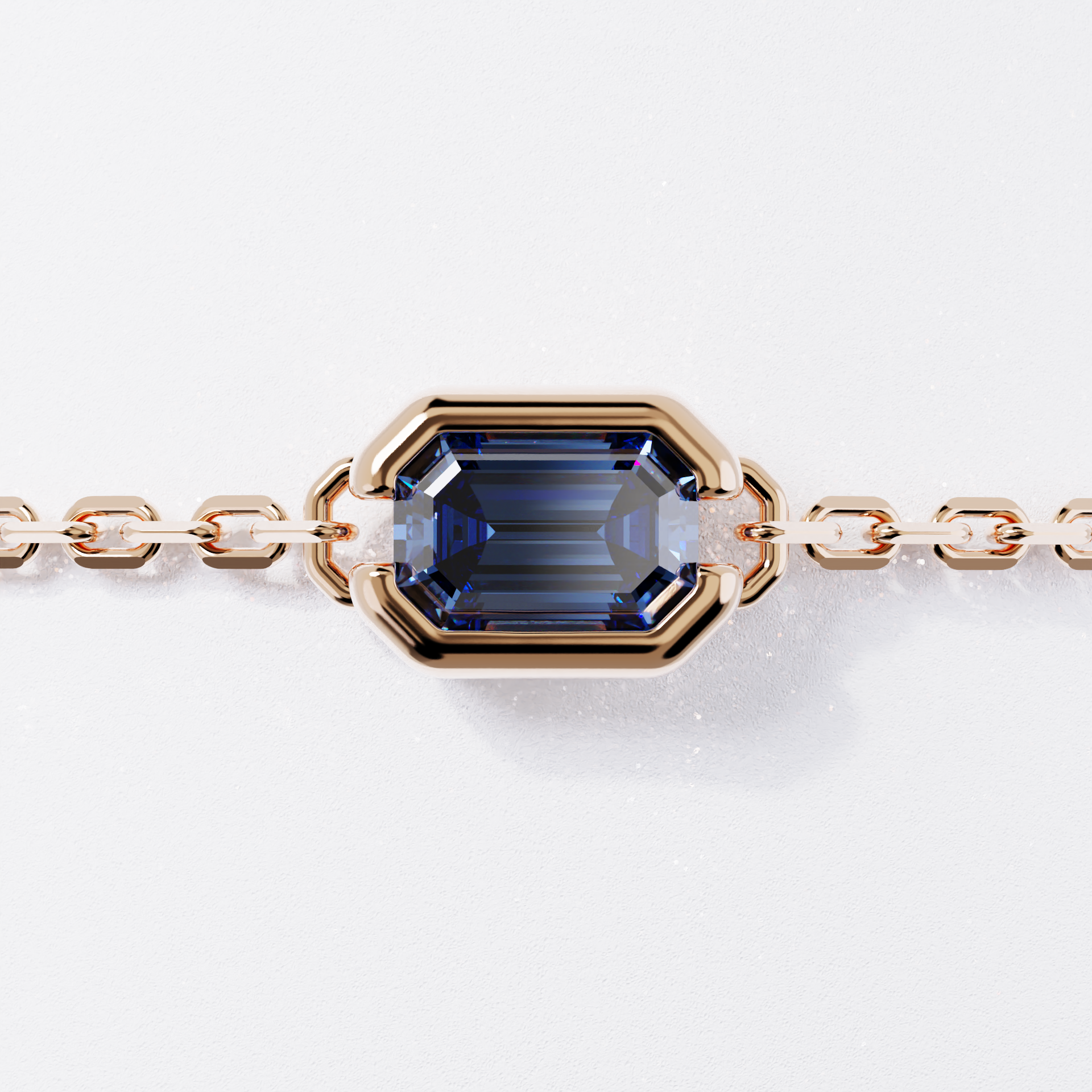 Bracelet - Parenthèse saphirs bleus - Or rose