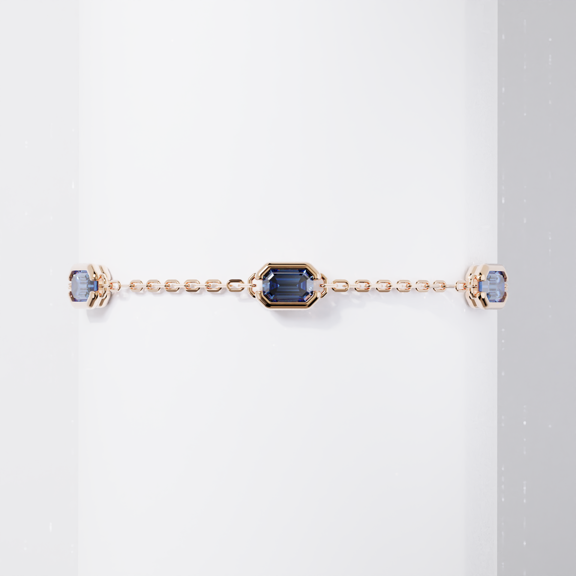 Bracelet - Parenthèse saphirs bleus - Or rose