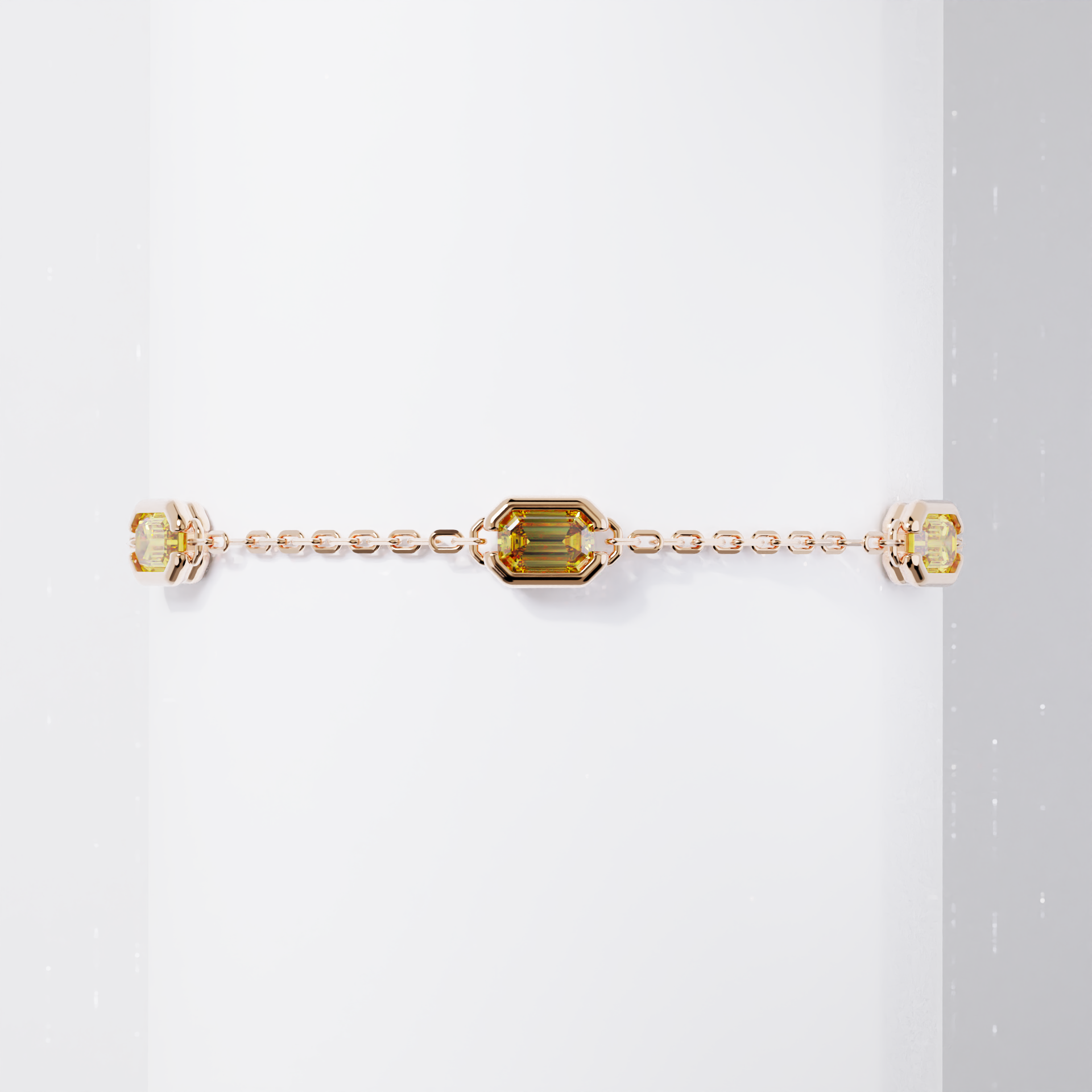 Bracelet - Parenthèse saphirs jaunes - Or rose